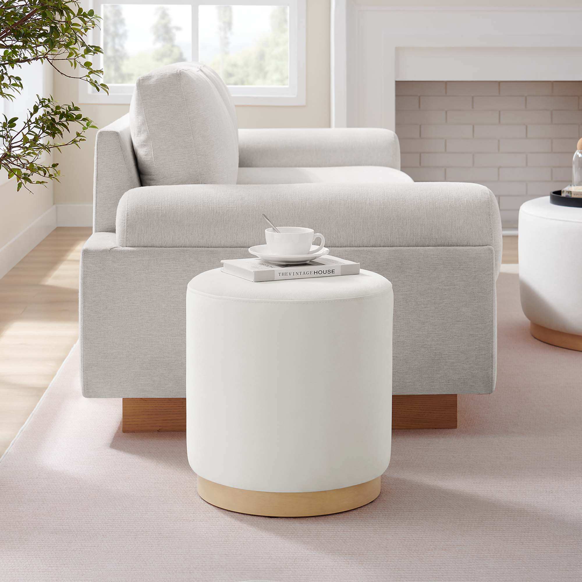 Tilden 16" Round Performance Velvet Upholstered Ottoman by Modway - Best Buy Furniture