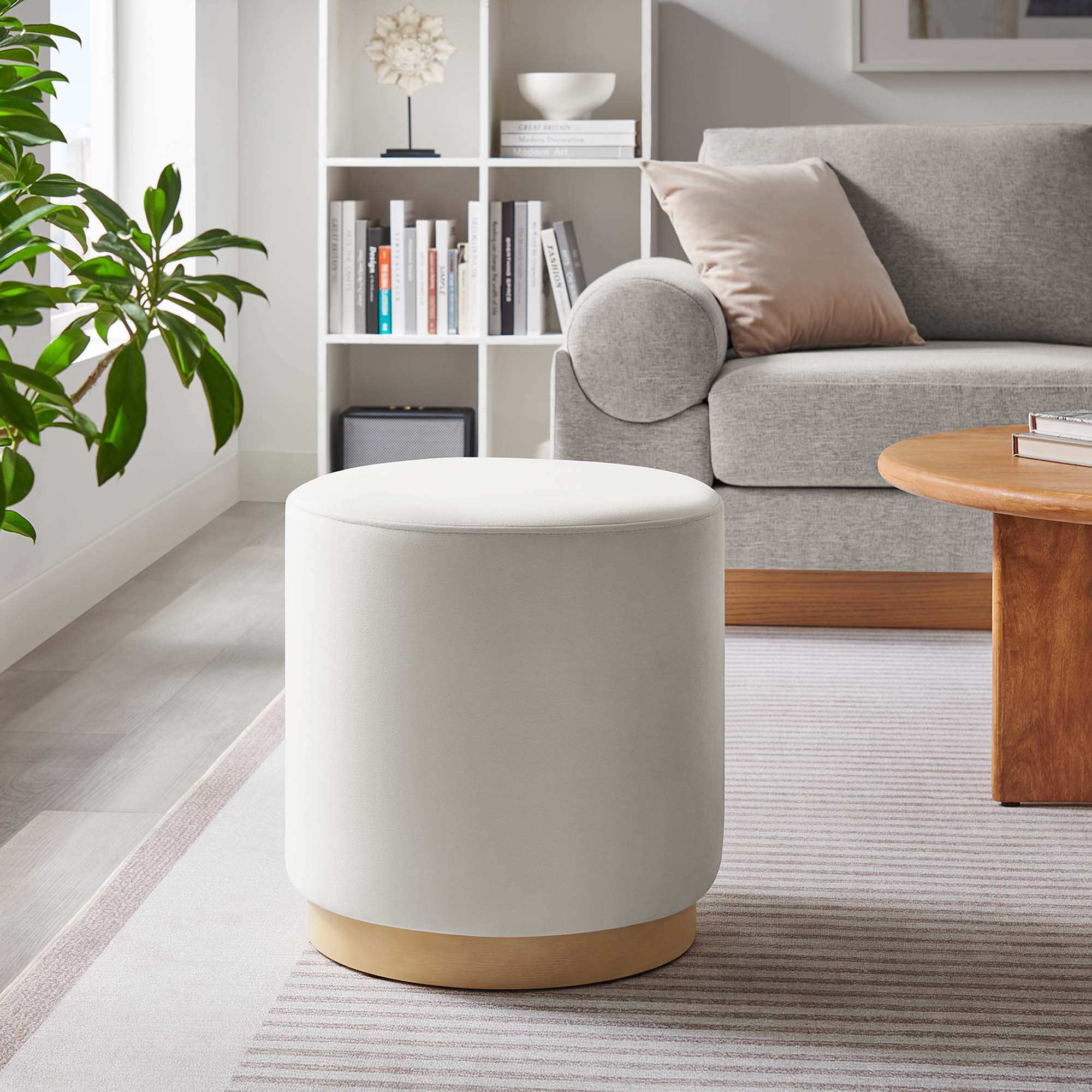 Tilden 16" Round Performance Velvet Upholstered Ottoman by Modway - Best Buy Furniture