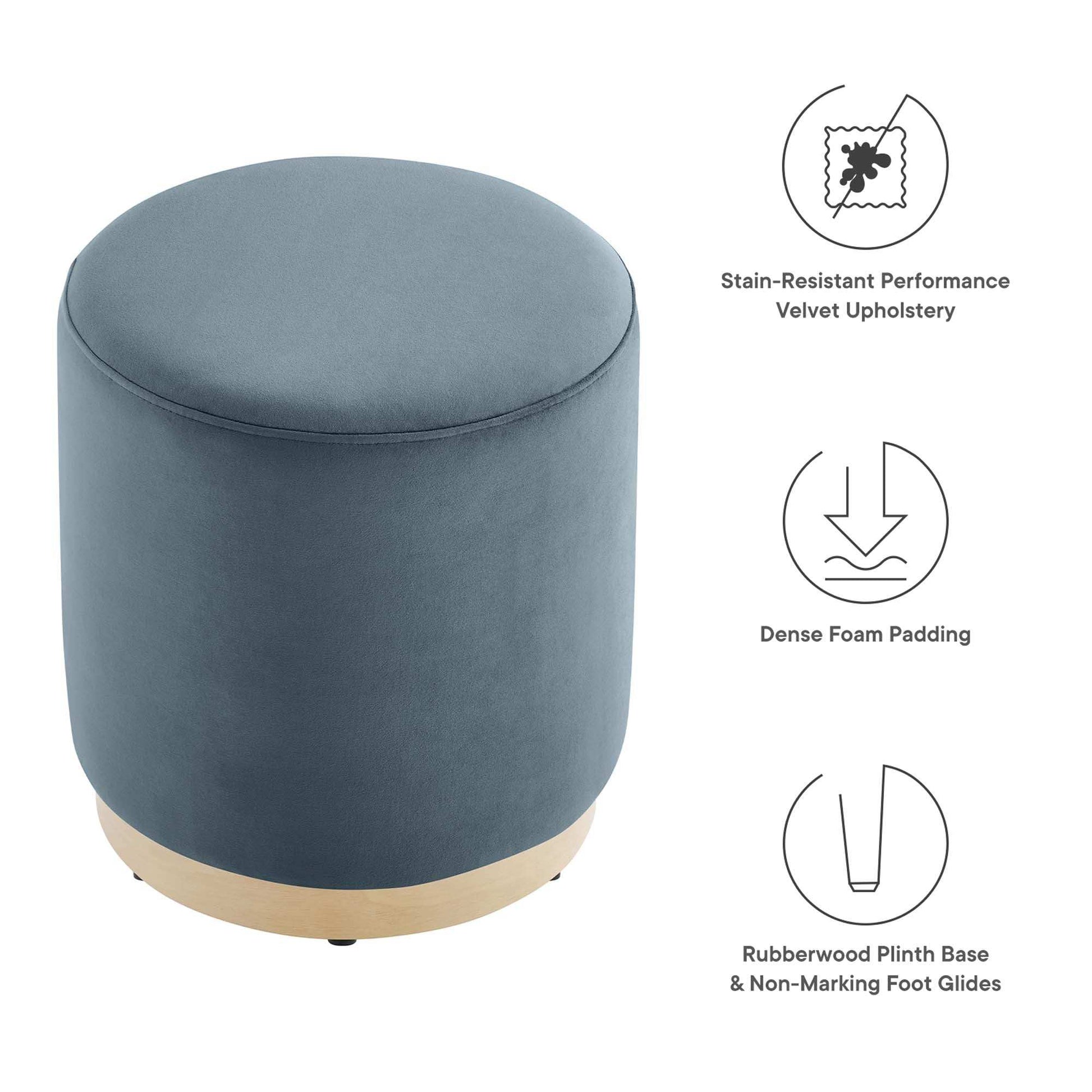 Tilden 16" Round Performance Velvet Upholstered Ottoman by Modway - Best Buy Furniture