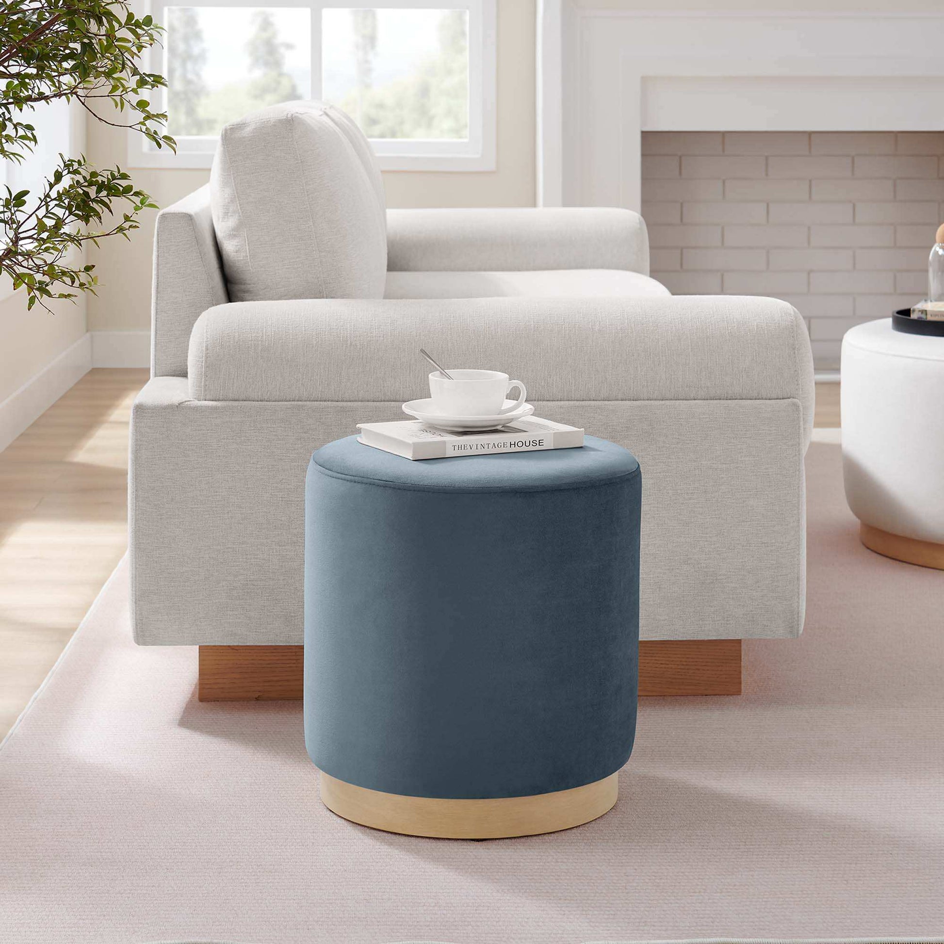 Tilden 16" Round Performance Velvet Upholstered Ottoman by Modway - Best Buy Furniture