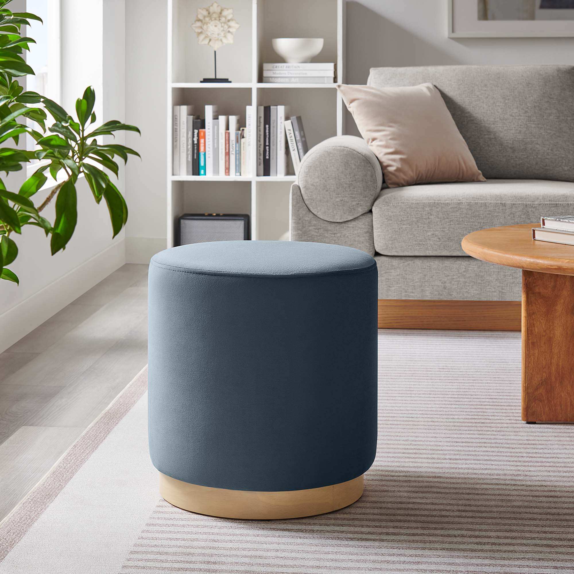 Tilden 16" Round Performance Velvet Upholstered Ottoman by Modway - Best Buy Furniture