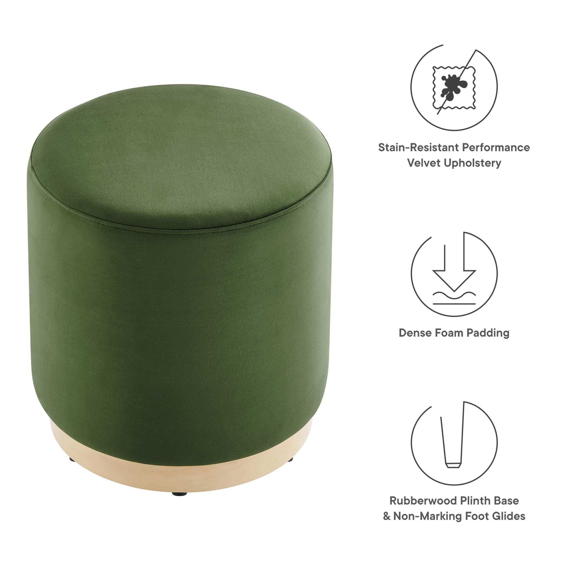 Tilden 16" Round Performance Velvet Upholstered Ottoman by Modway - Best Buy Furniture