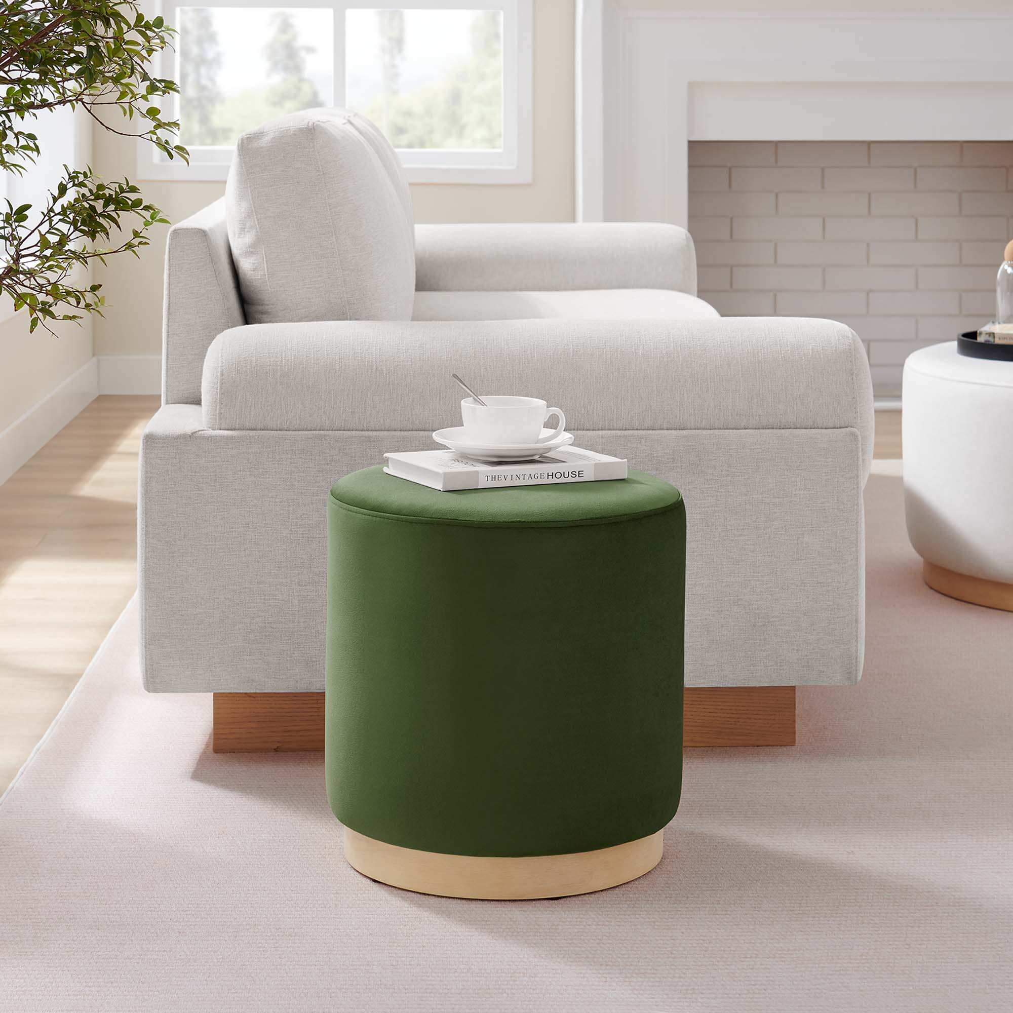 Tilden 16" Round Performance Velvet Upholstered Ottoman by Modway - Best Buy Furniture