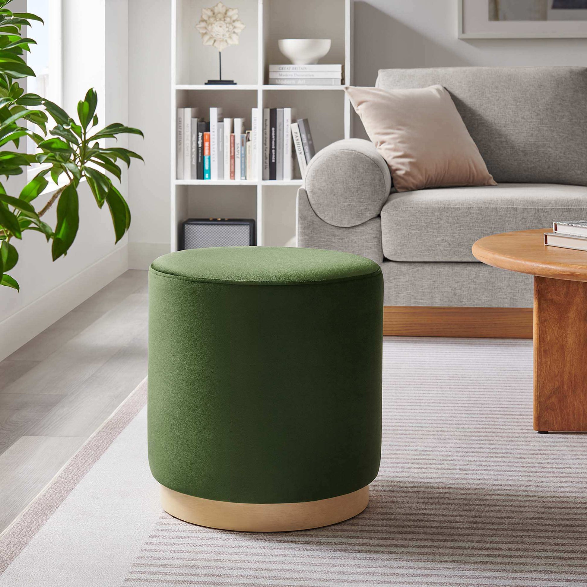 Tilden 16" Round Performance Velvet Upholstered Ottoman by Modway - Best Buy Furniture