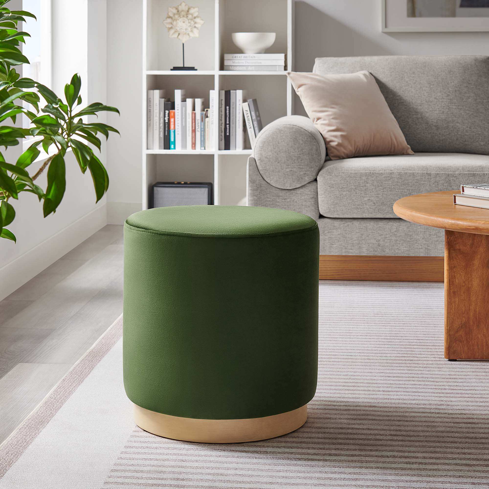 Tilden 16" Round Performance Velvet Upholstered Ottoman by Modway - Best Buy Furniture
