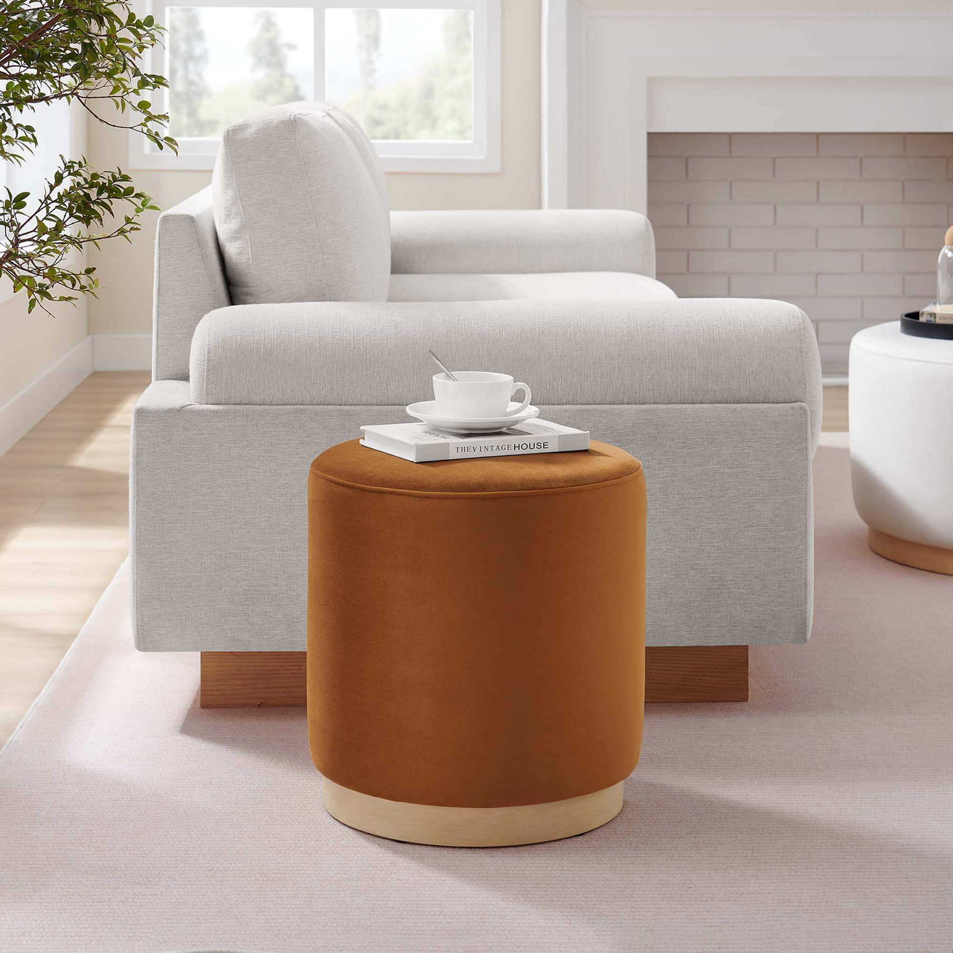 Tilden 16" Round Performance Velvet Upholstered Ottoman by Modway - Best Buy Furniture