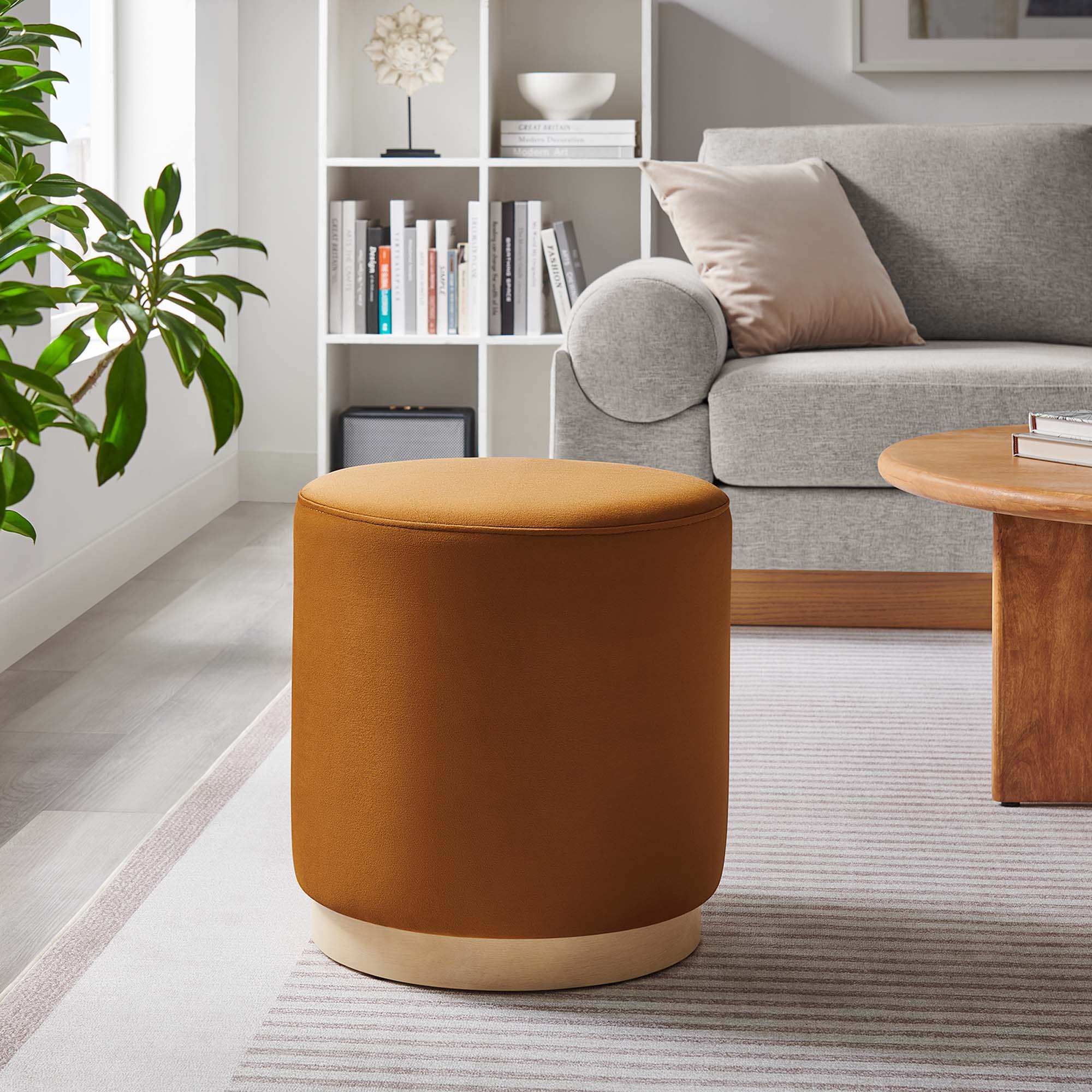 Tilden 16" Round Performance Velvet Upholstered Ottoman by Modway - Best Buy Furniture