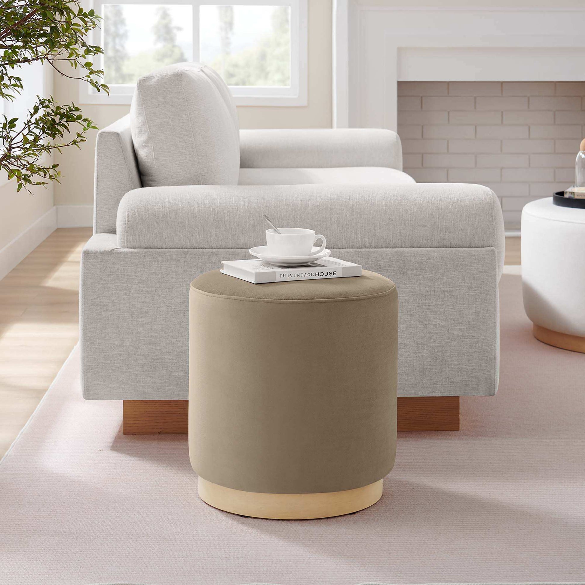 Tilden 16" Round Performance Velvet Upholstered Ottoman by Modway - Best Buy Furniture