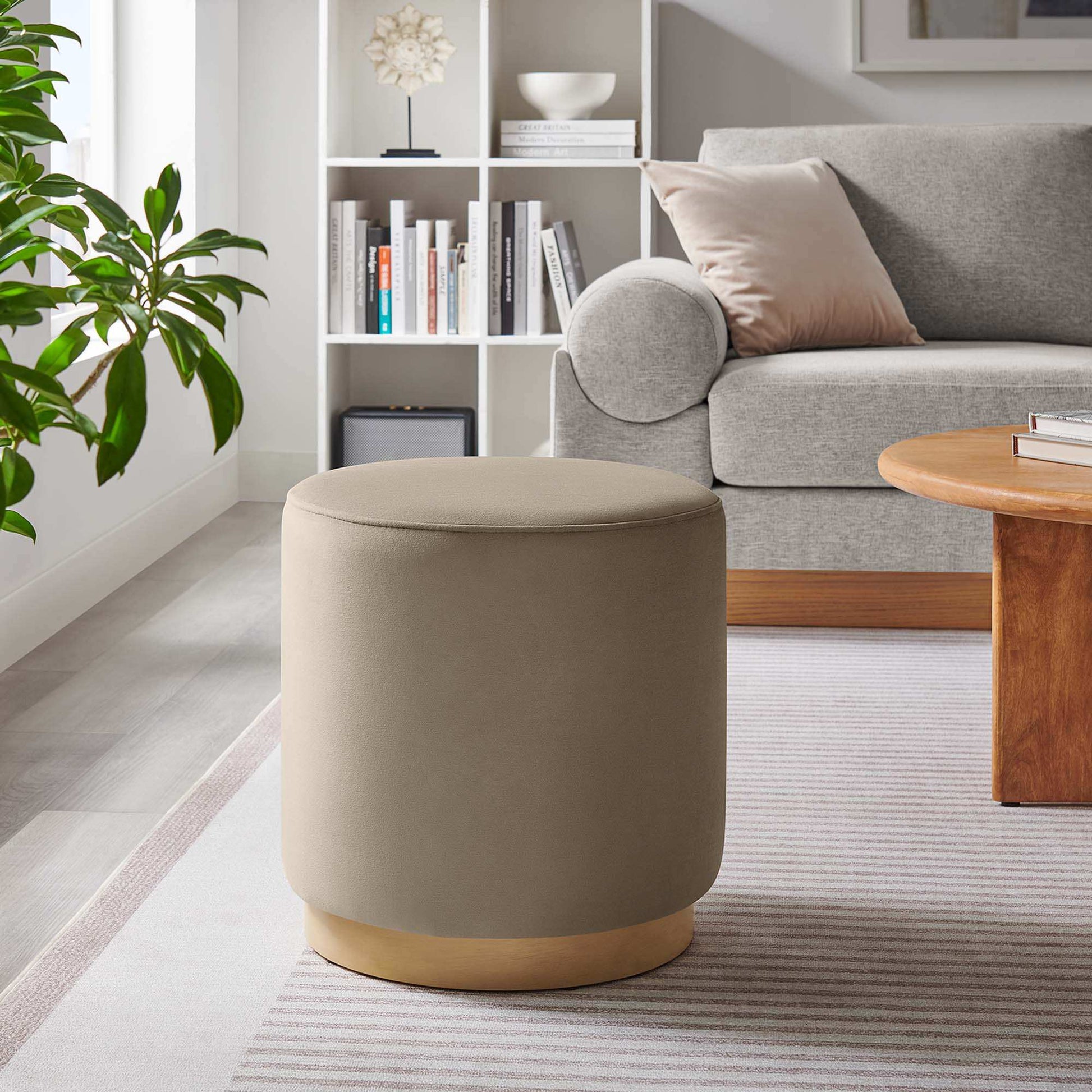 Tilden 16" Round Performance Velvet Upholstered Ottoman by Modway - Best Buy Furniture