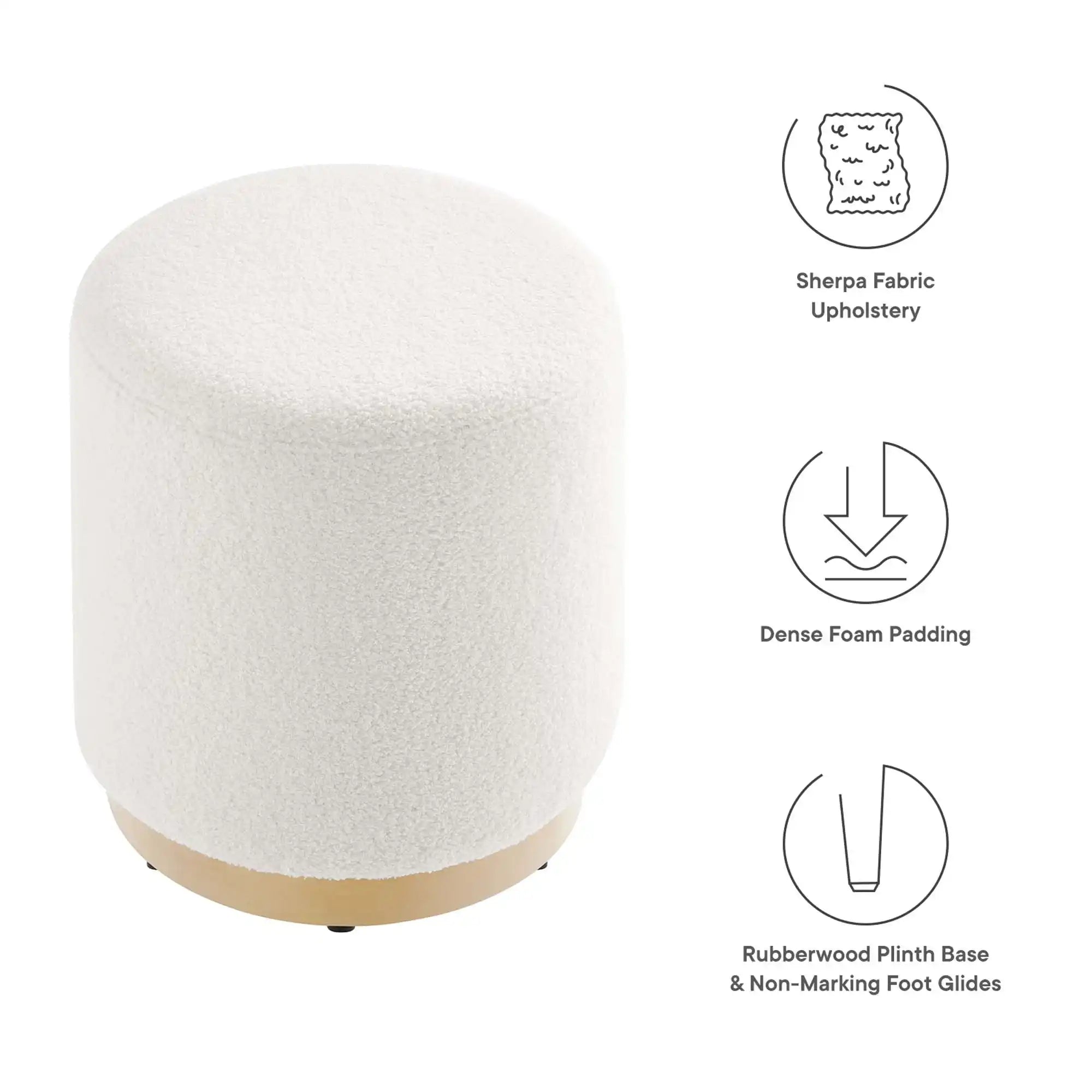 Tilden 16" Round Sherpa Upholstered Ottoman by Modway - Best Buy Furniture