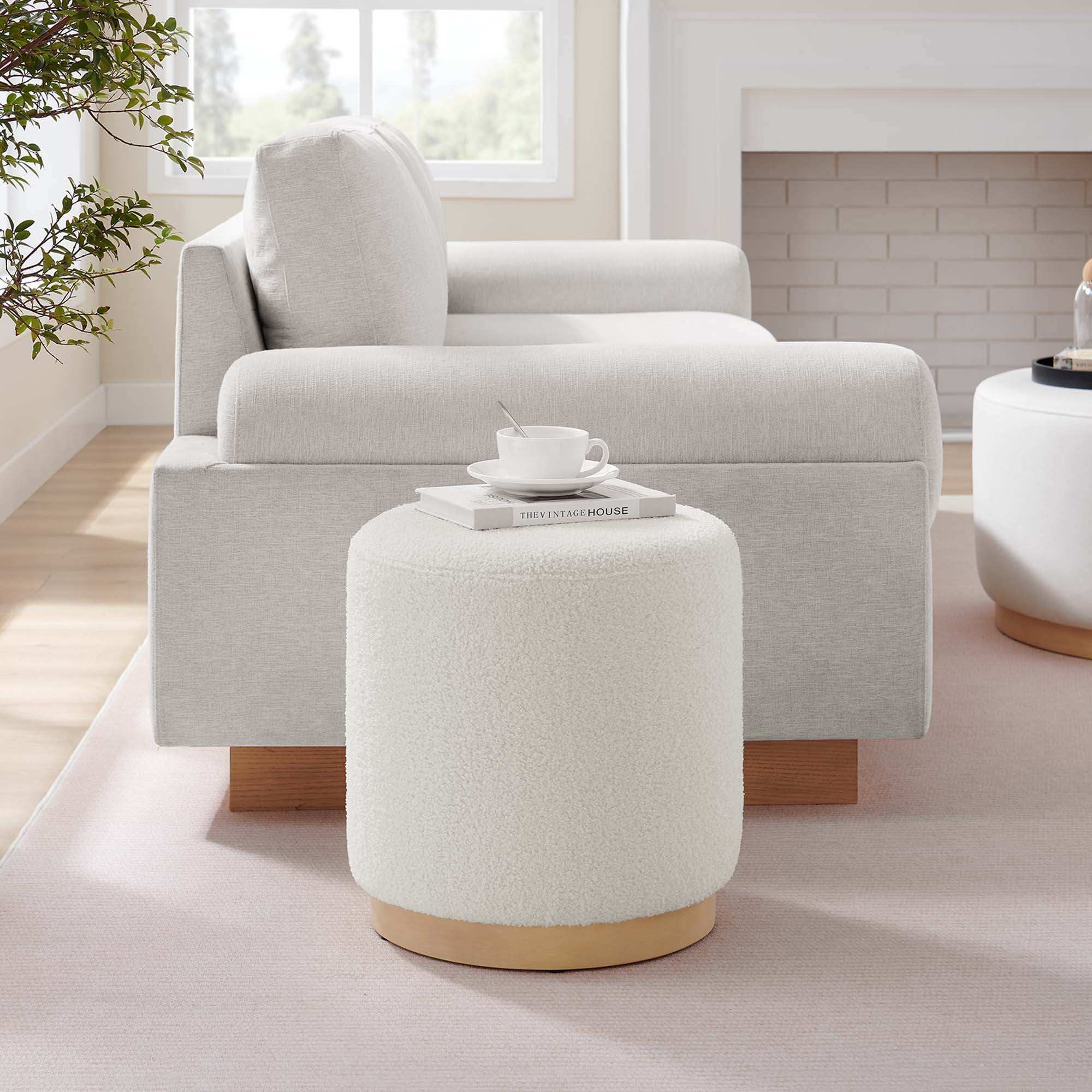 Tilden 16" Round Sherpa Upholstered Ottoman by Modway - Best Buy Furniture