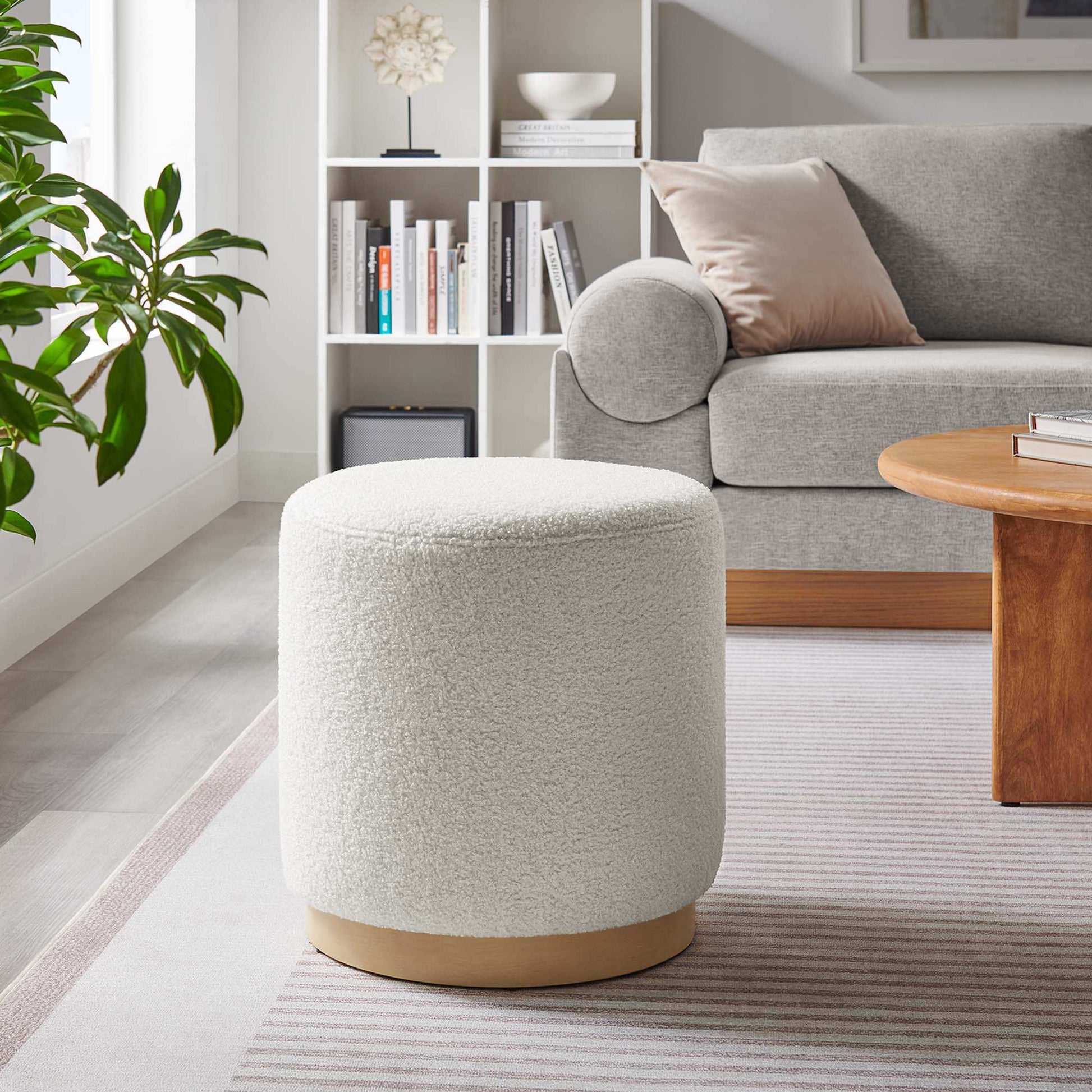 Tilden 16" Round Sherpa Upholstered Ottoman by Modway - Best Buy Furniture