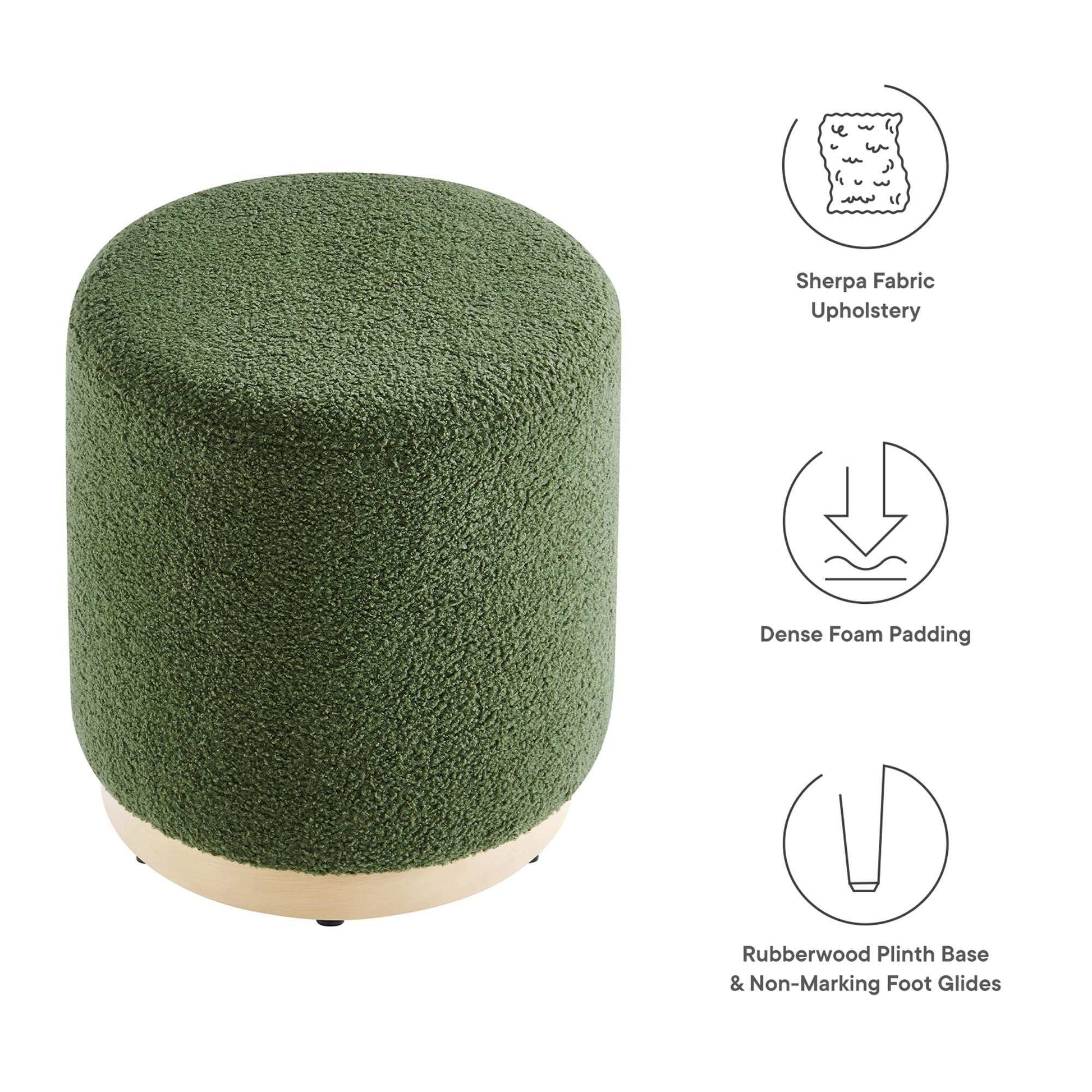 Tilden 16" Round Sherpa Upholstered Ottoman by Modway - Best Buy Furniture
