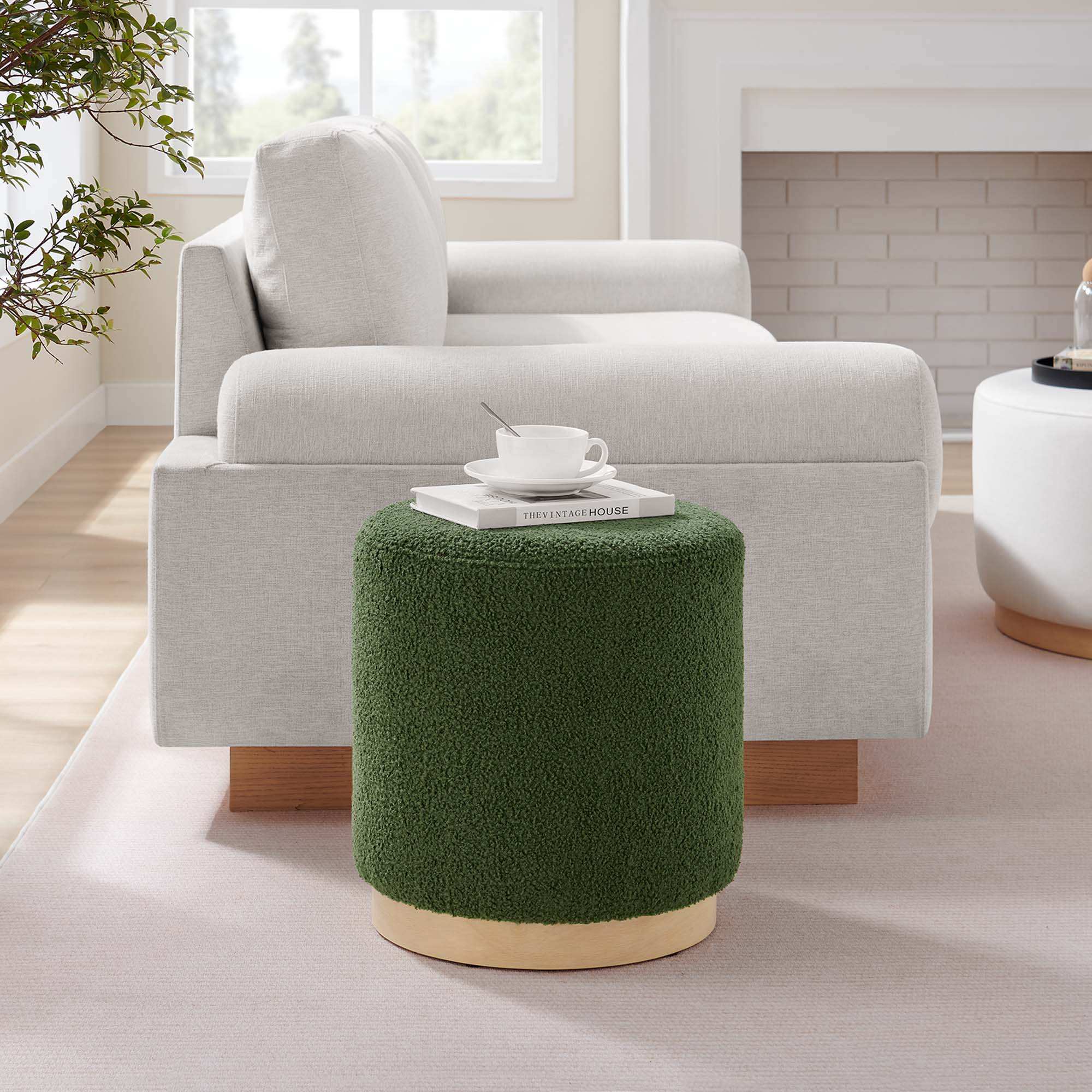 Tilden 16" Round Sherpa Upholstered Ottoman by Modway - Best Buy Furniture