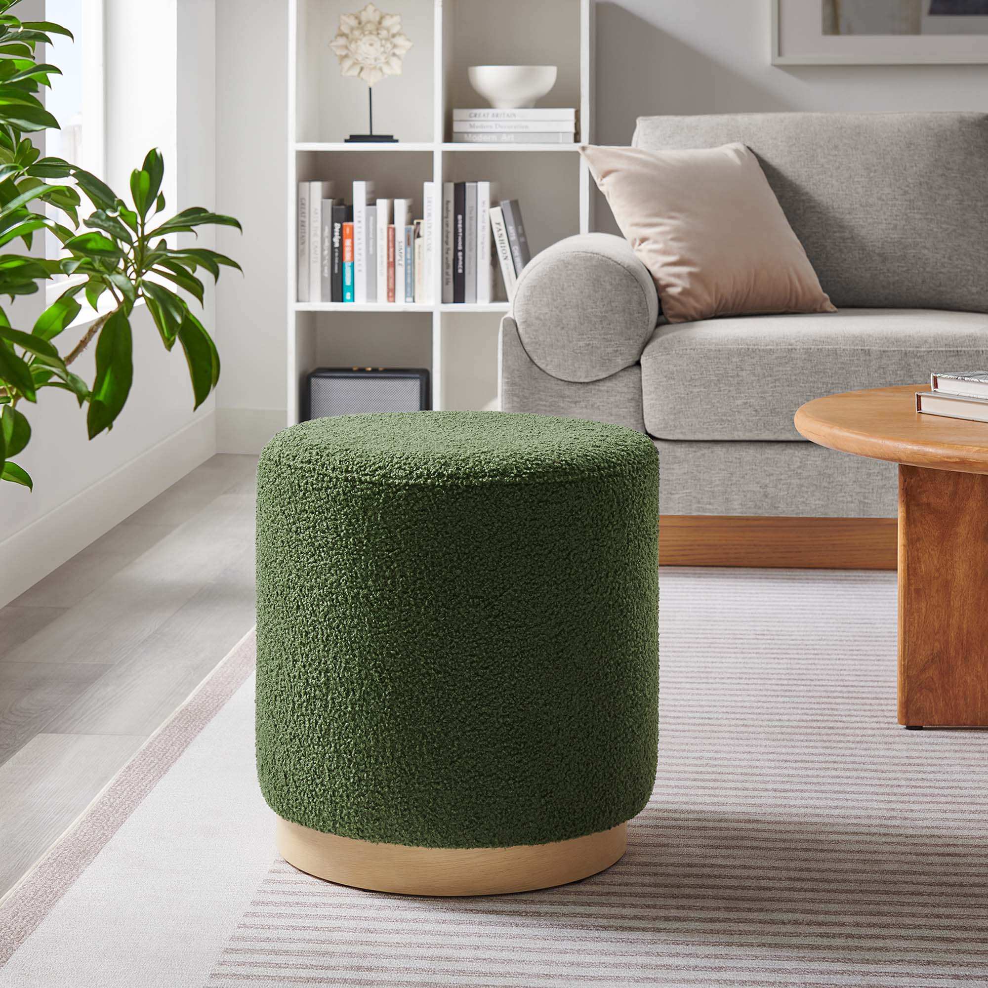 Tilden 16" Round Sherpa Upholstered Ottoman by Modway - Best Buy Furniture