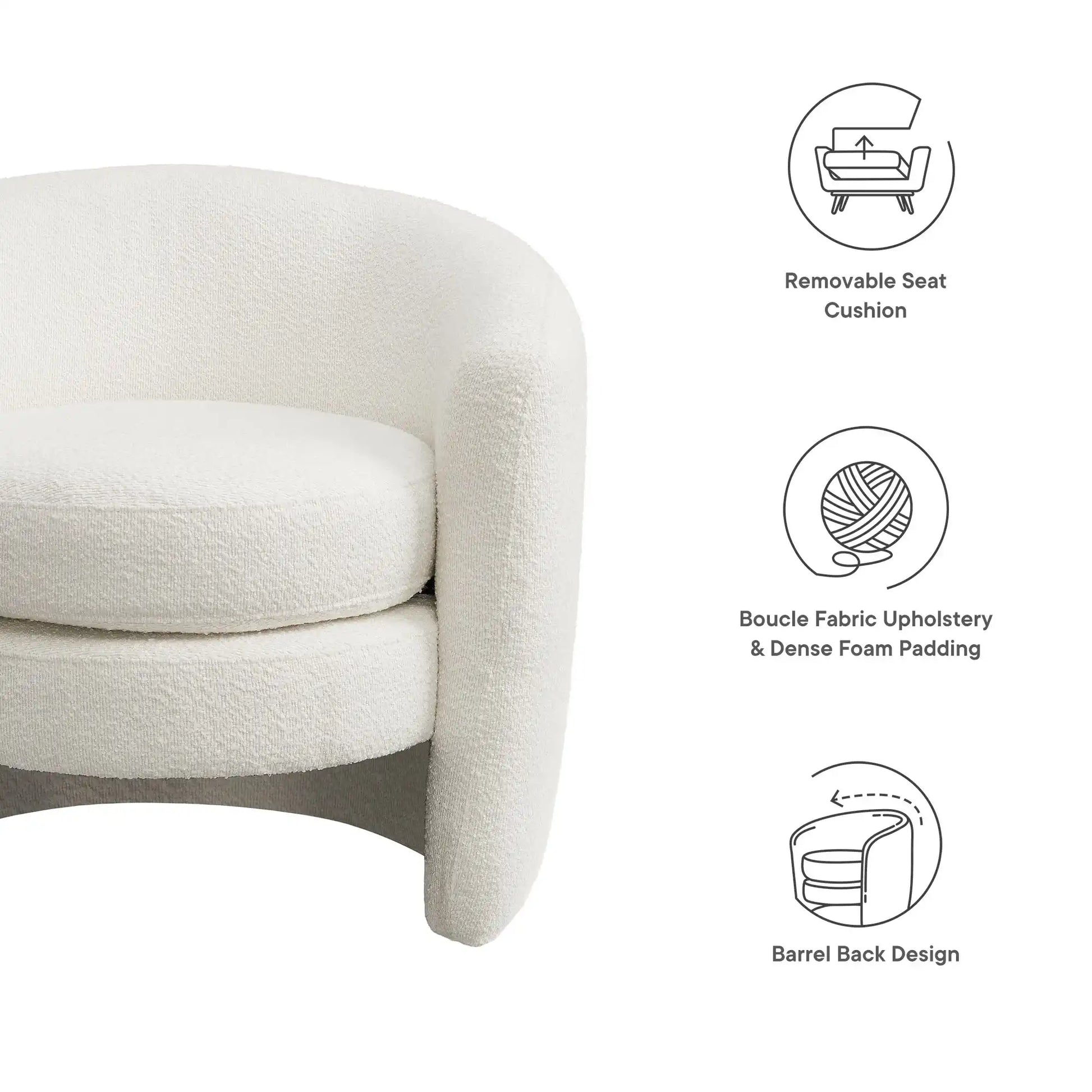 Affinity Upholstered Boucle Fabric Curved Back Armchair by Modway - Best Buy Furniture