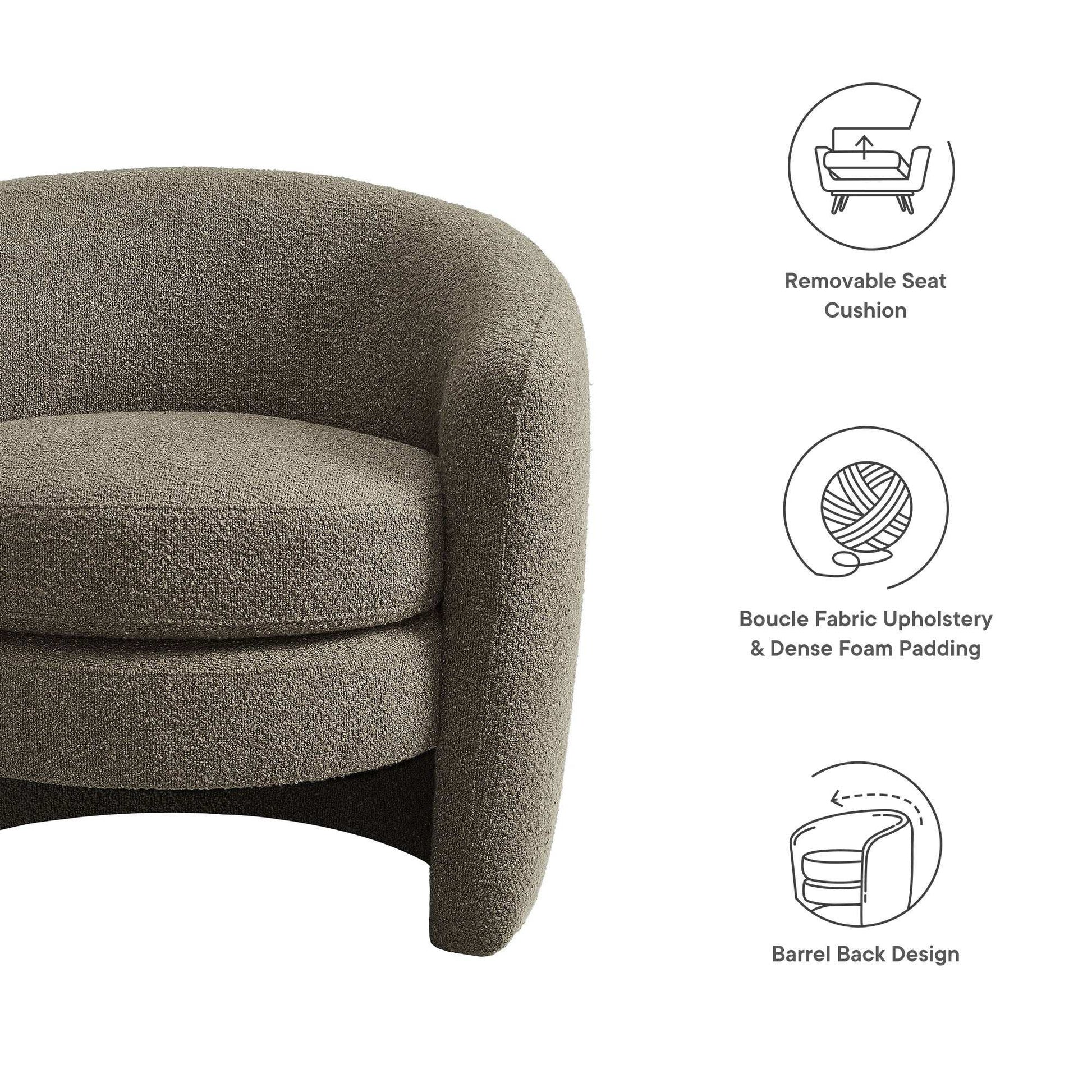 Affinity Upholstered Boucle Fabric Curved Back Armchair by Modway - Best Buy Furniture