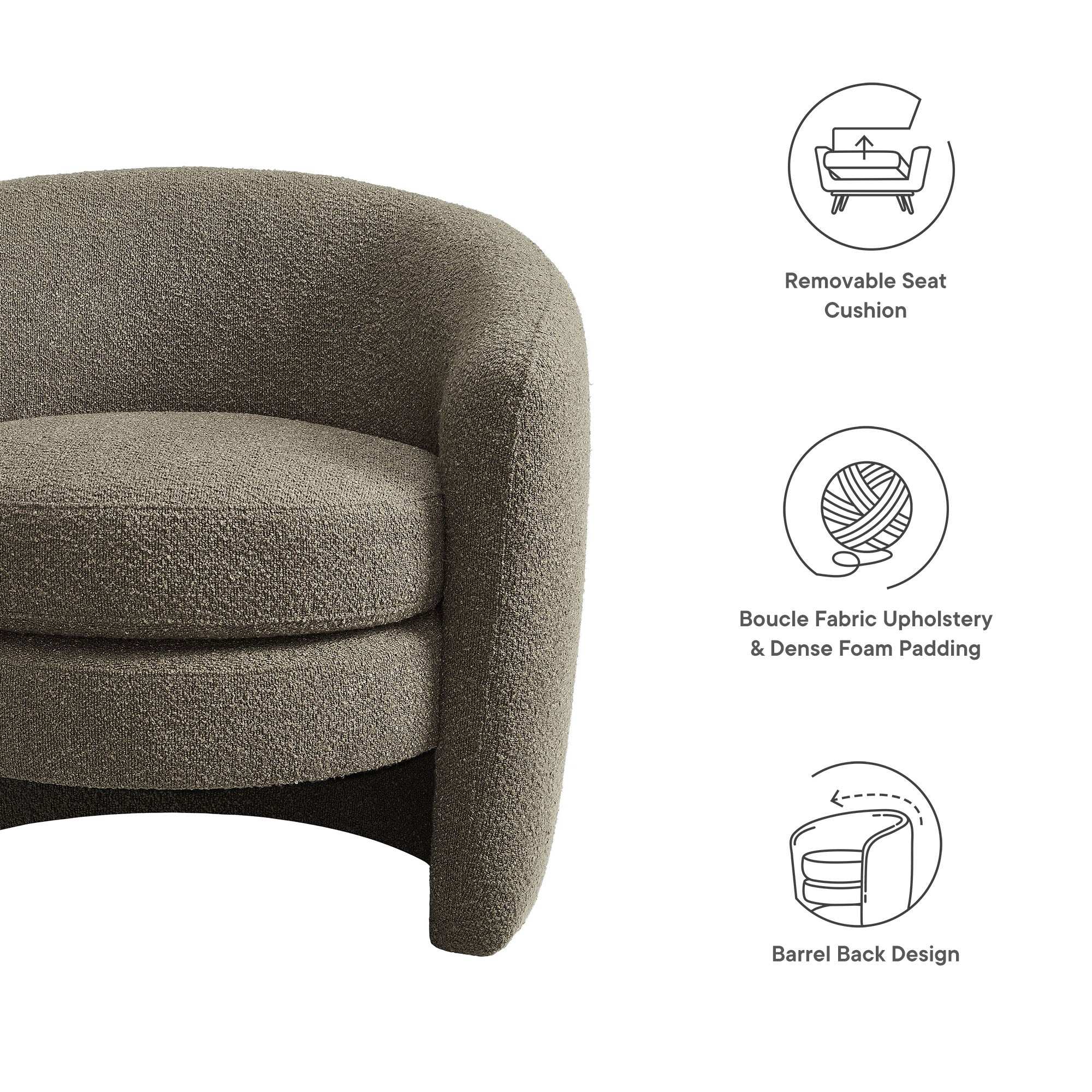 Affinity Upholstered Boucle Fabric Curved Back Armchair by Modway - Best Buy Furniture