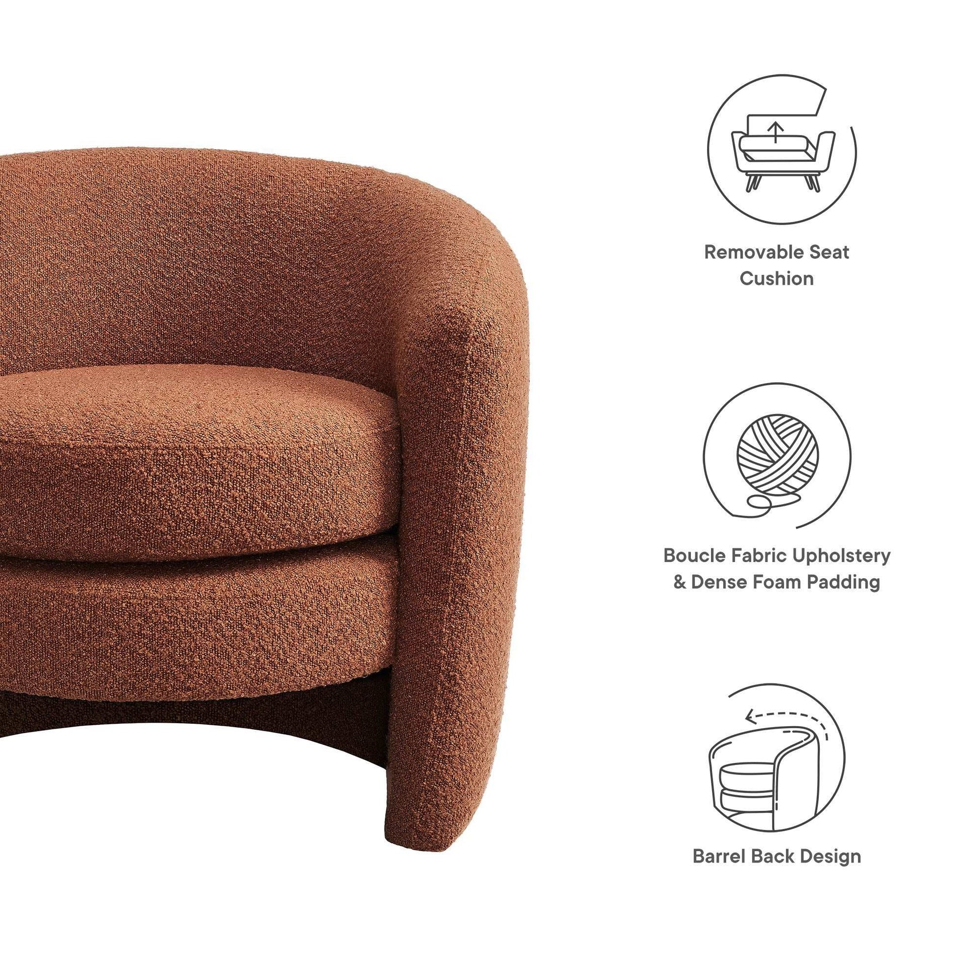Affinity Upholstered Boucle Fabric Curved Back Armchair by Modway - Best Buy Furniture