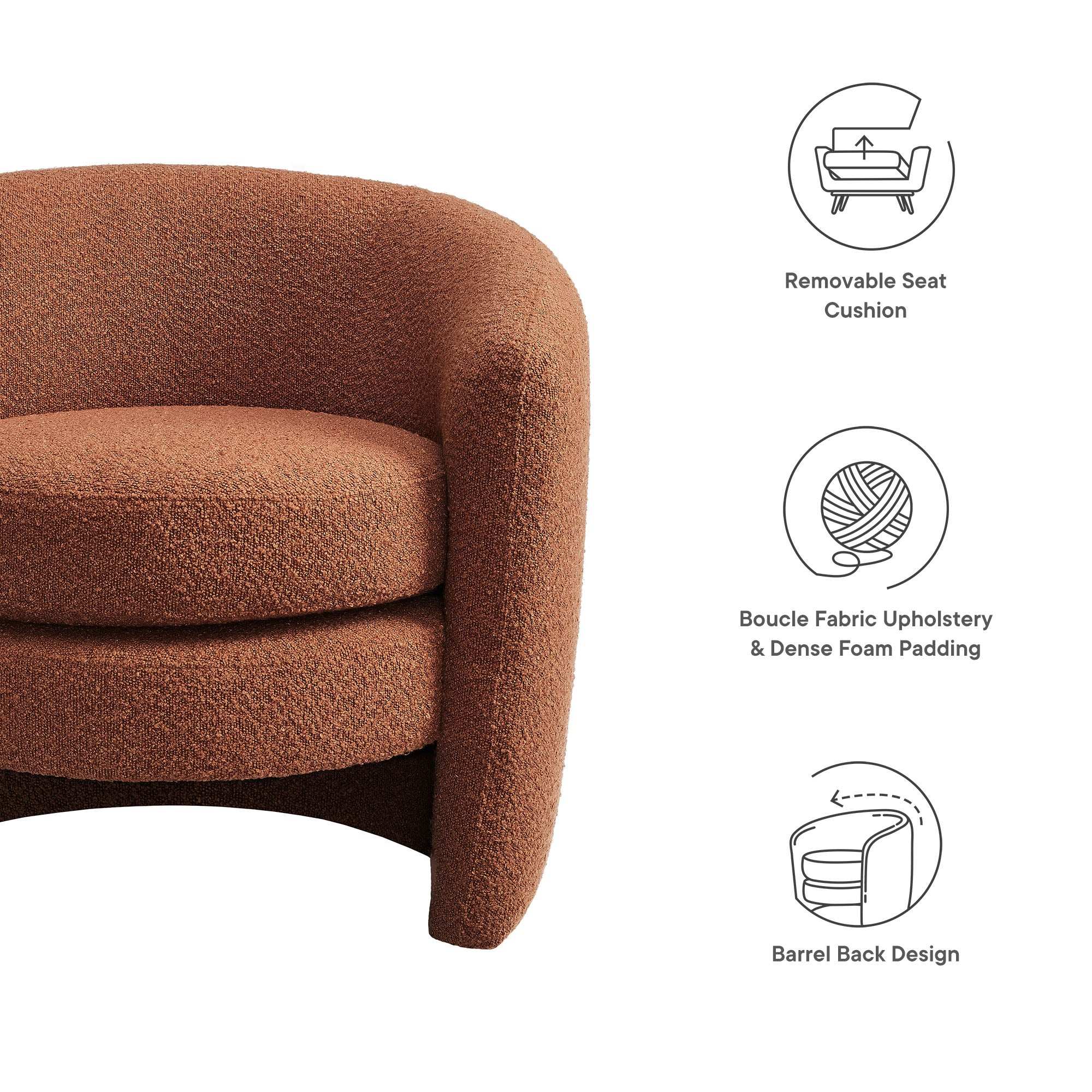 Affinity Upholstered Boucle Fabric Curved Back Armchair by Modway - Best Buy Furniture