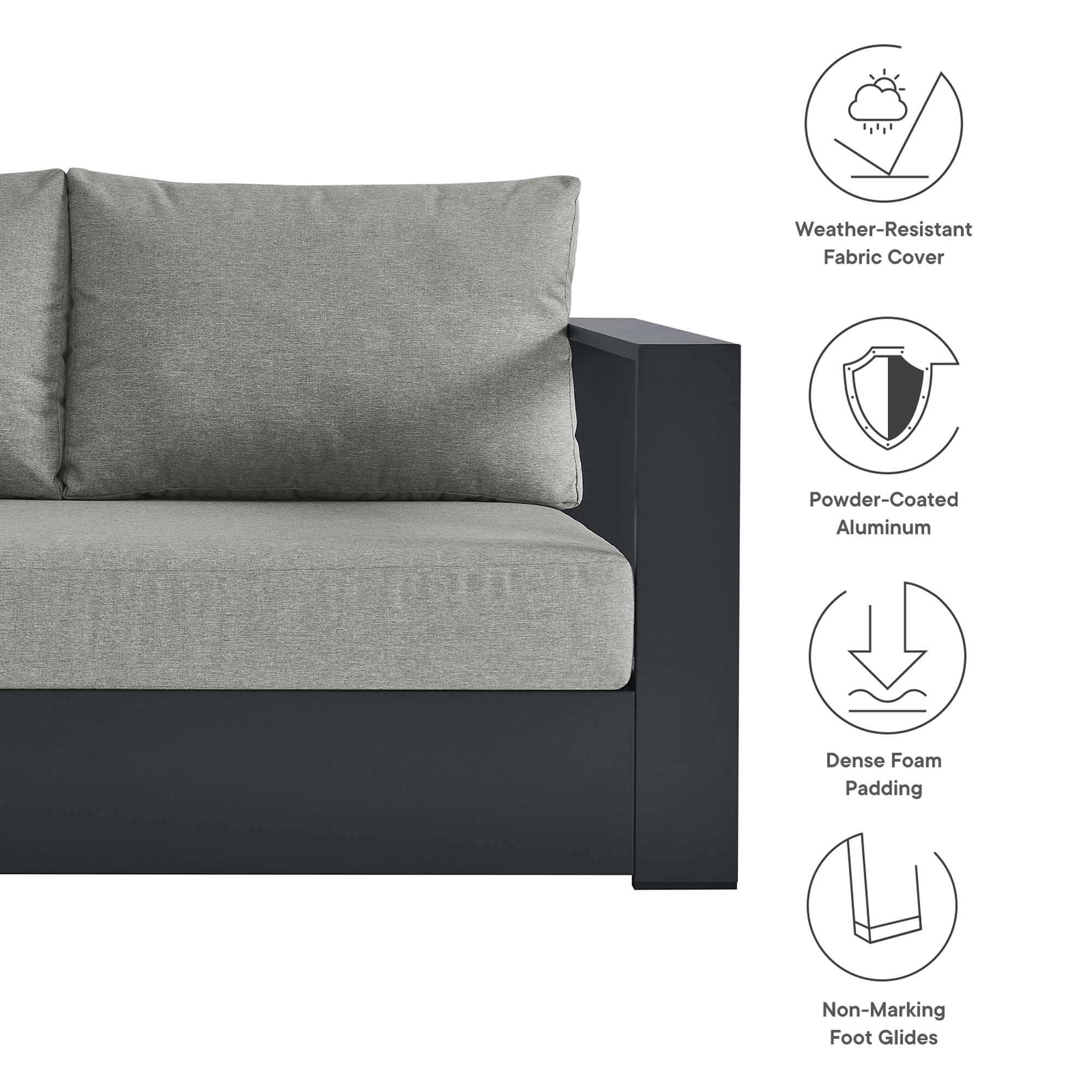 Tahoe 3-Piece Outdoor Patio Powder-Coated Aluminum Sectional Sofa Set by Modway - Best Buy Furniture