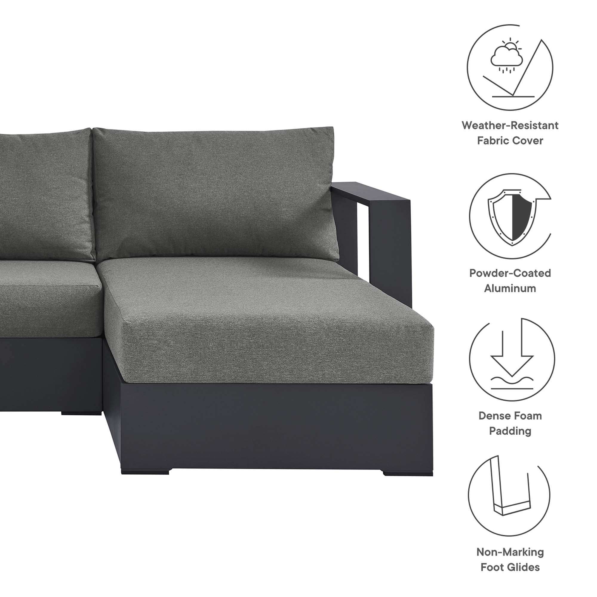 Tahoe 2-Piece Outdoor Patio Powder-Coated Aluminum Right-Facing Chaise Sectional Sofa Set by Modway - Best Buy Furniture