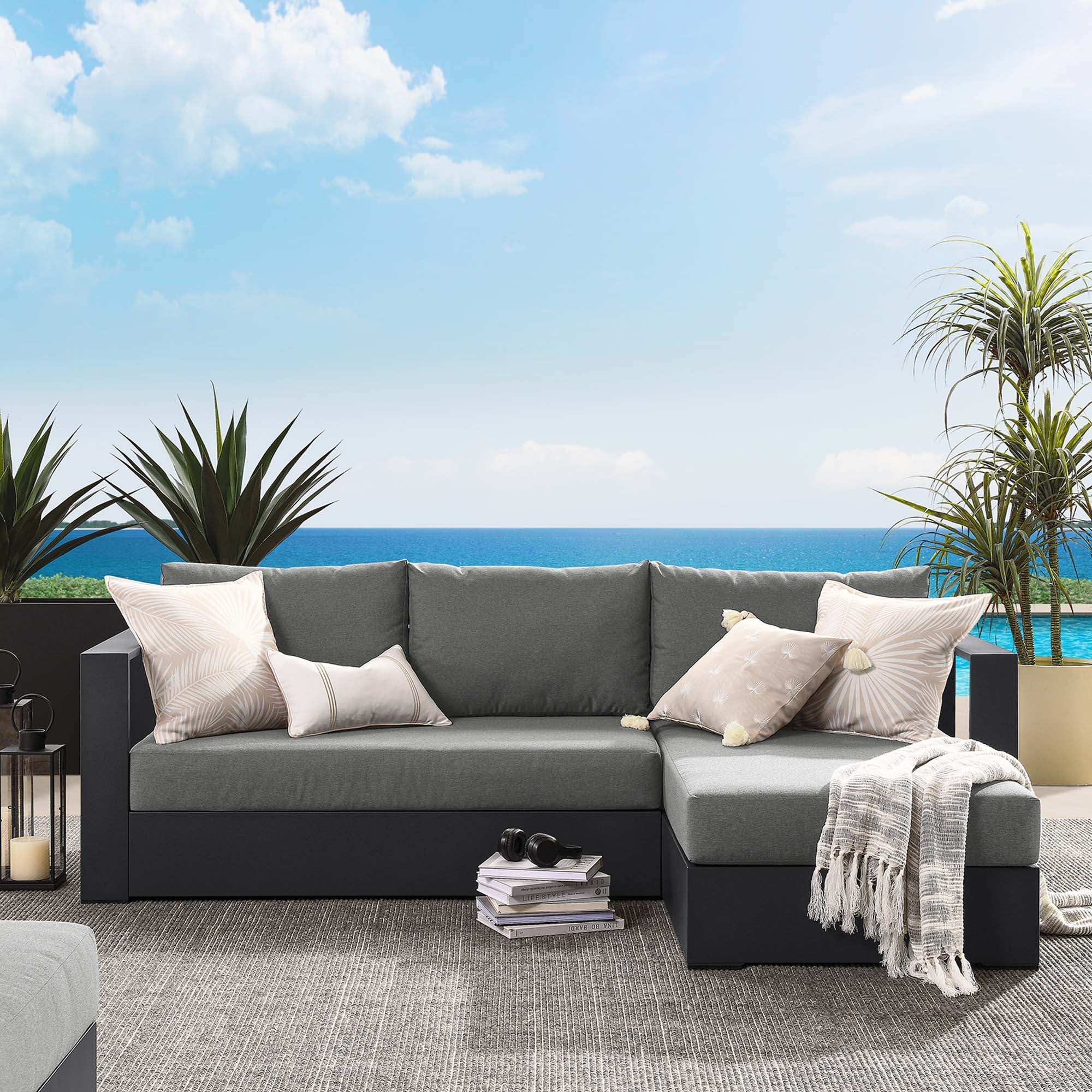 Tahoe 2-Piece Outdoor Patio Powder-Coated Aluminum Right-Facing Chaise Sectional Sofa Set by Modway - Best Buy Furniture