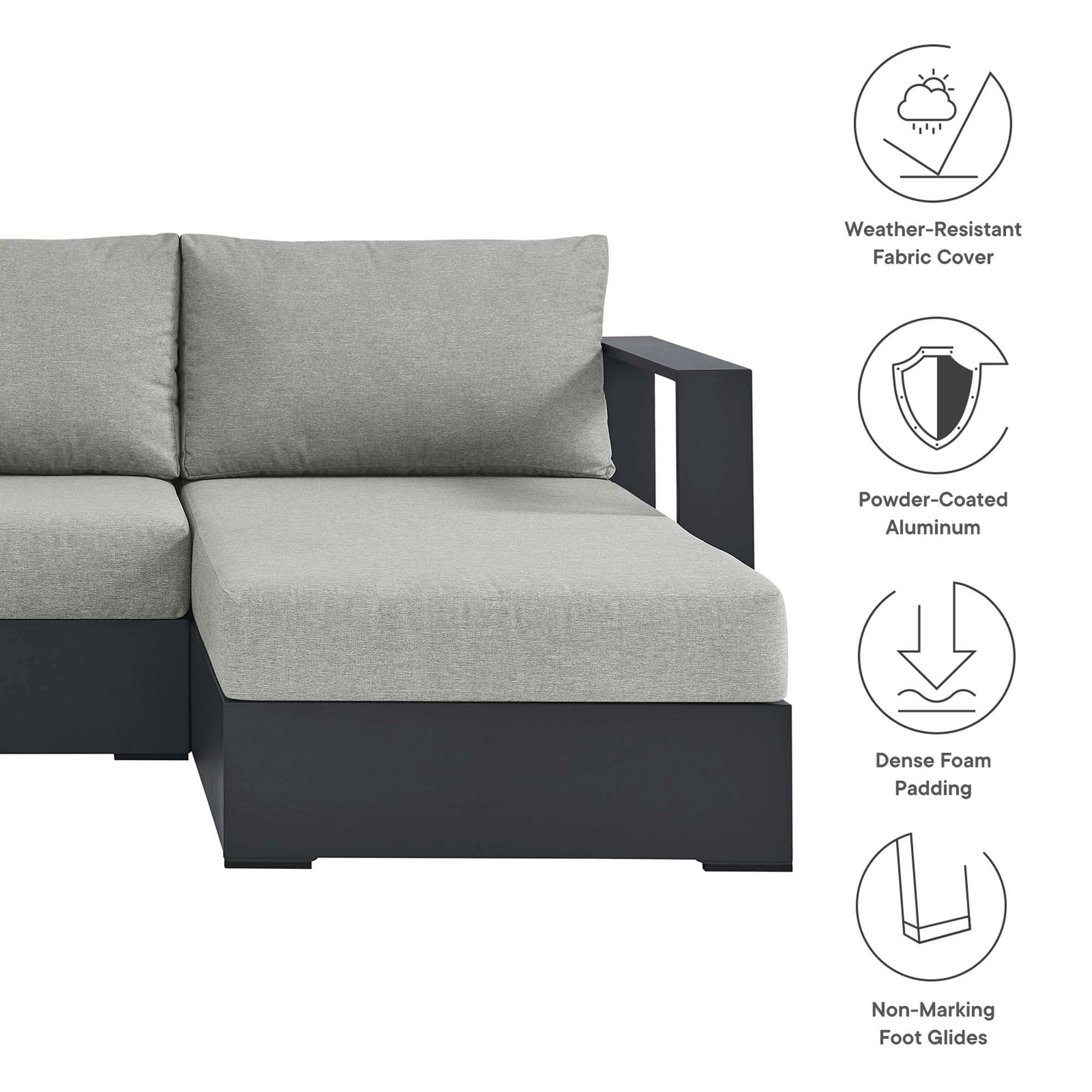 Tahoe 2-Piece Outdoor Patio Powder-Coated Aluminum Right-Facing Chaise Sectional Sofa Set by Modway - Best Buy Furniture