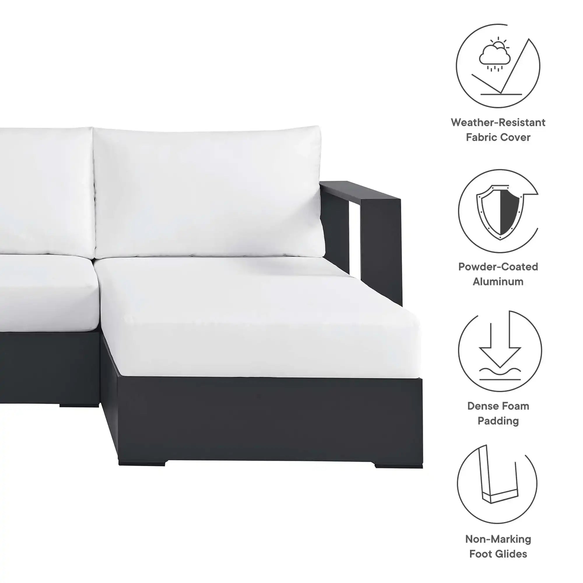 Tahoe 2-Piece Outdoor Patio Powder-Coated Aluminum Right-Facing Chaise Sectional Sofa Set by Modway - Best Buy Furniture
