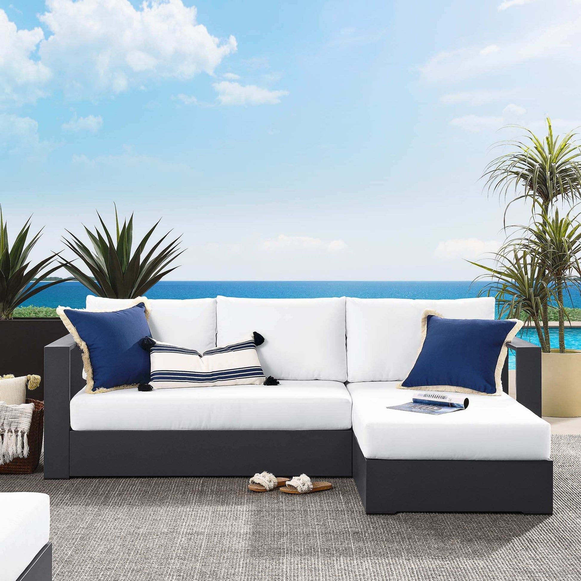 Tahoe 2-Piece Outdoor Patio Powder-Coated Aluminum Right-Facing Chaise Sectional Sofa Set by Modway - Best Buy Furniture