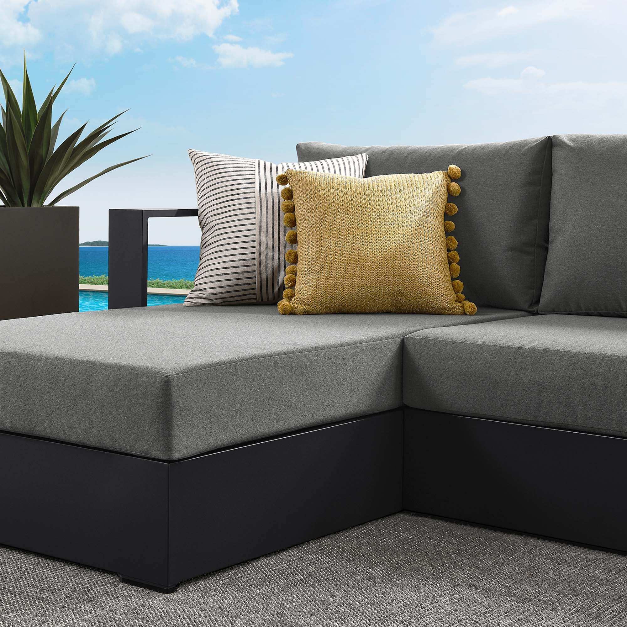 Tahoe 2-Piece Outdoor Patio Powder-Coated Aluminum Left-Facing Chaise Sectional Sofa Set by Modway - Best Buy Furniture