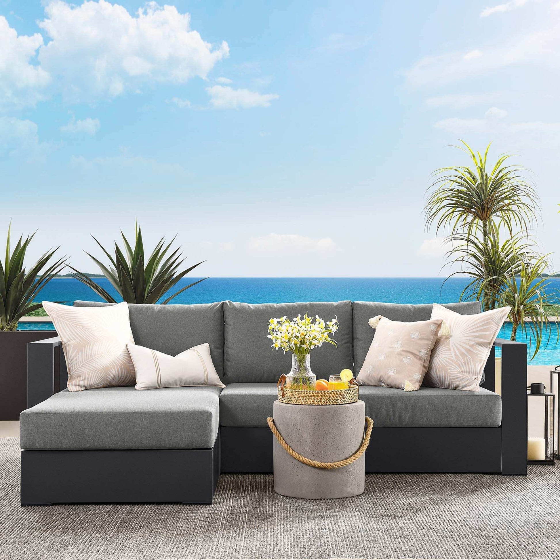 Tahoe 2-Piece Outdoor Patio Powder-Coated Aluminum Left-Facing Chaise Sectional Sofa Set by Modway - Best Buy Furniture