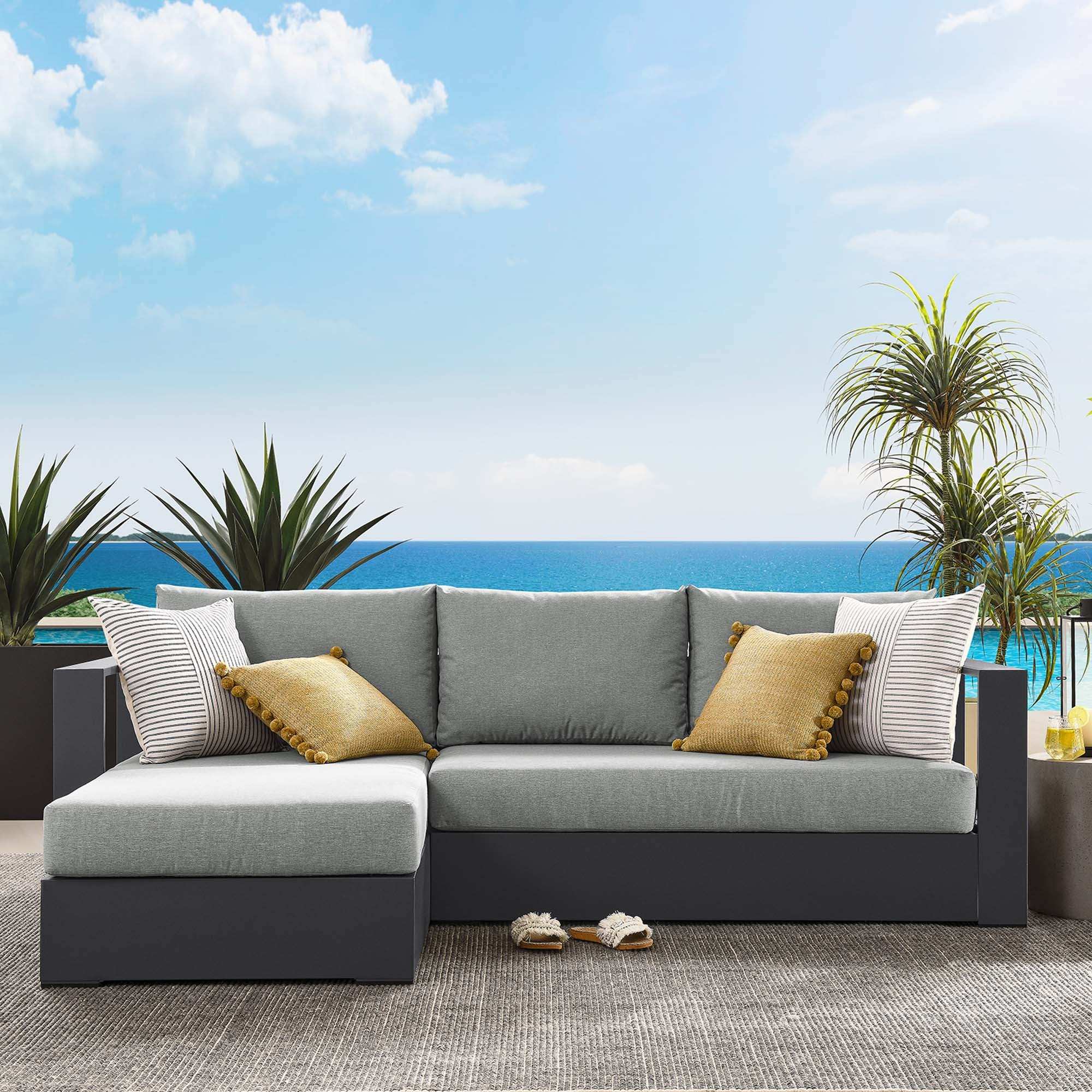 Tahoe 2-Piece Outdoor Patio Powder-Coated Aluminum Left-Facing Chaise Sectional Sofa Set by Modway - Best Buy Furniture
