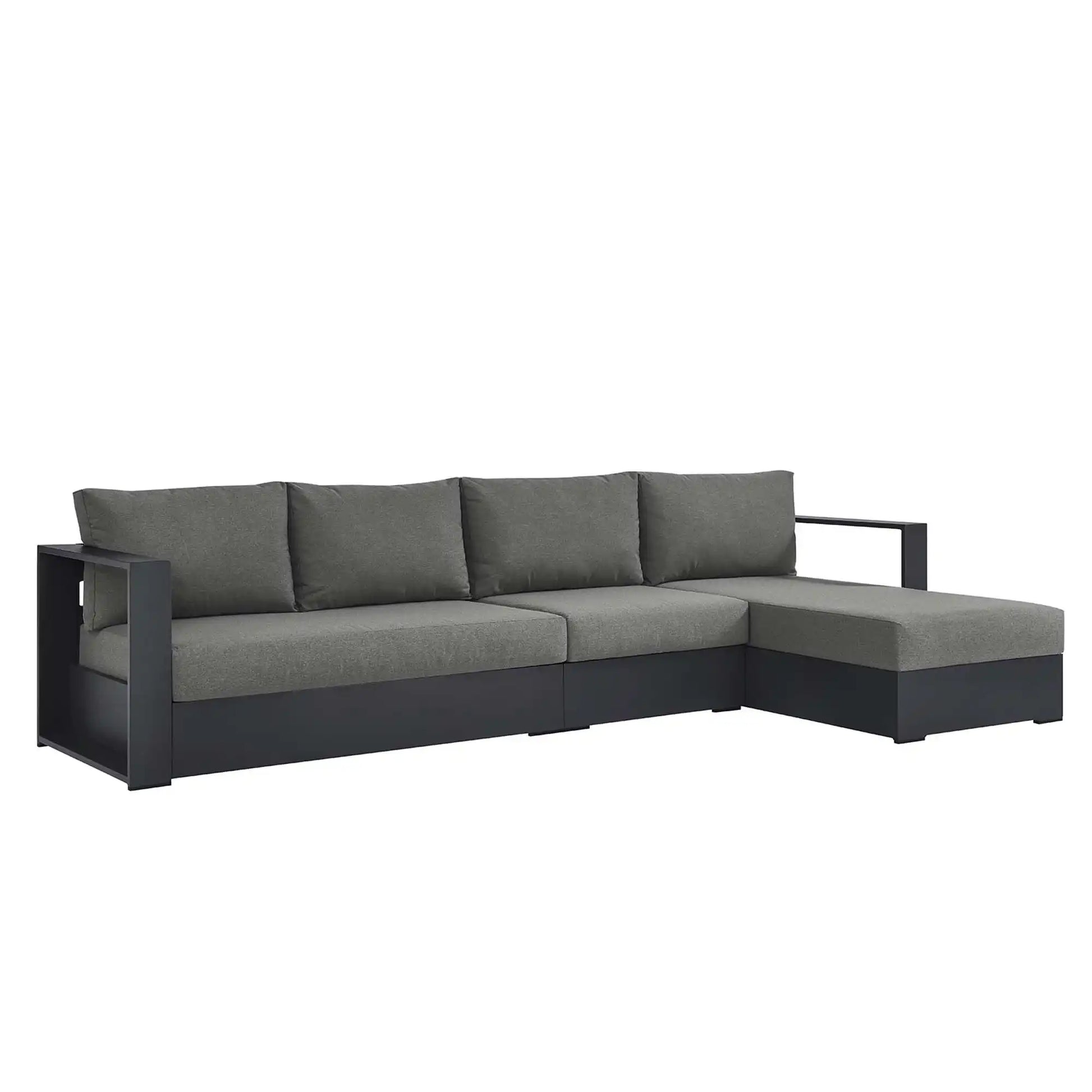 Tahoe 3-Piece Outdoor Patio Powder-Coated Aluminum Right-Facing Chaise Sectional Sofa Set by Modway - Best Buy Furniture
