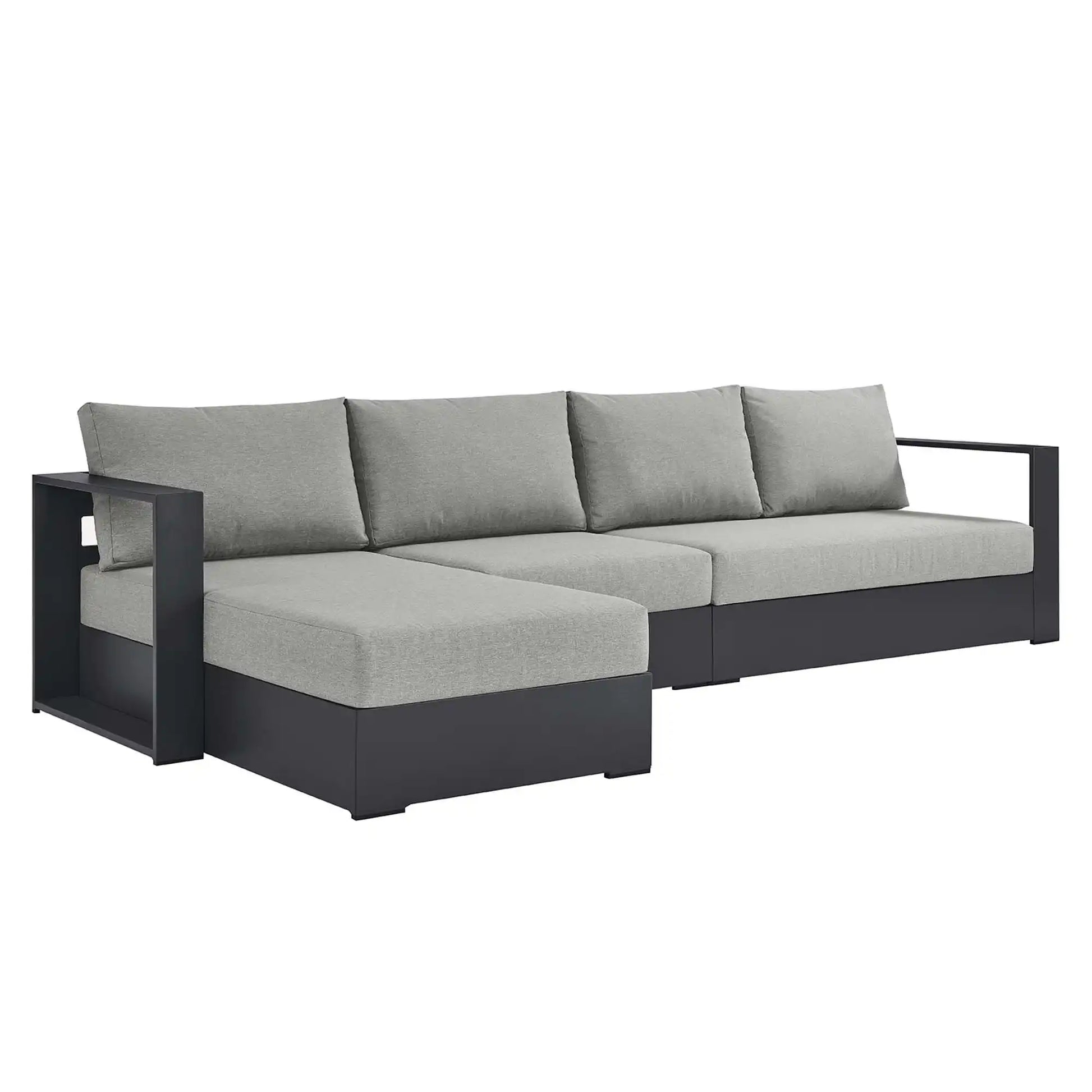 Tahoe 3-Piece Outdoor Patio Powder-Coated Aluminum Left-Facing Chaise Sectional Sofa Set by Modway - Best Buy Furniture