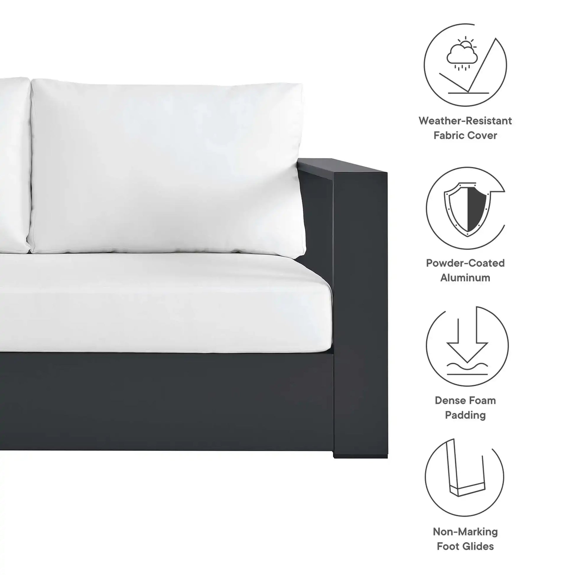 Tahoe 3-Piece Outdoor Patio Powder-Coated Aluminum Left-Facing Chaise Sectional Sofa Set by Modway - Best Buy Furniture