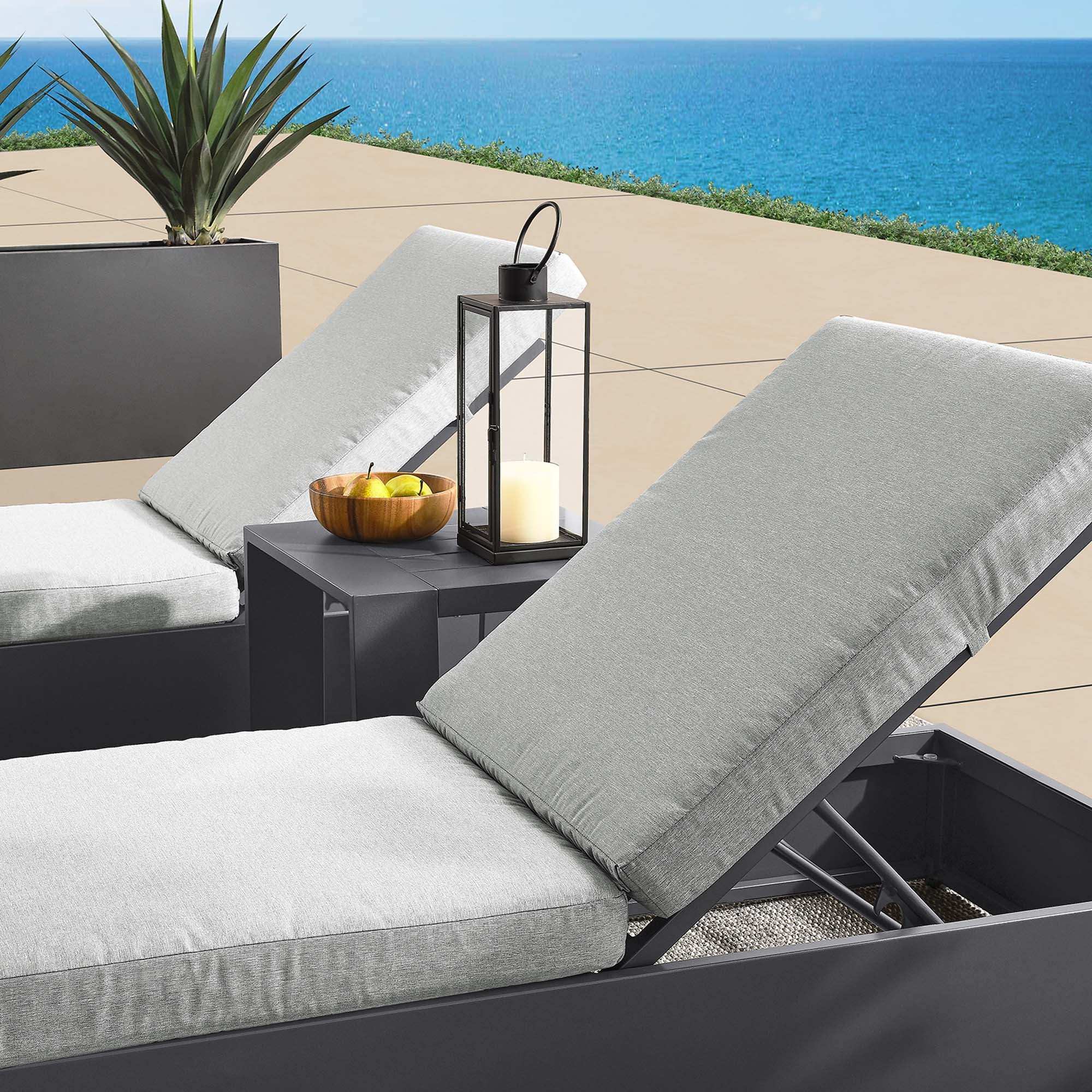 Tahoe 3-Piece Outdoor Patio Powder-Coated Aluminum Chaise Lounge Set by Modway - Best Buy Furniture