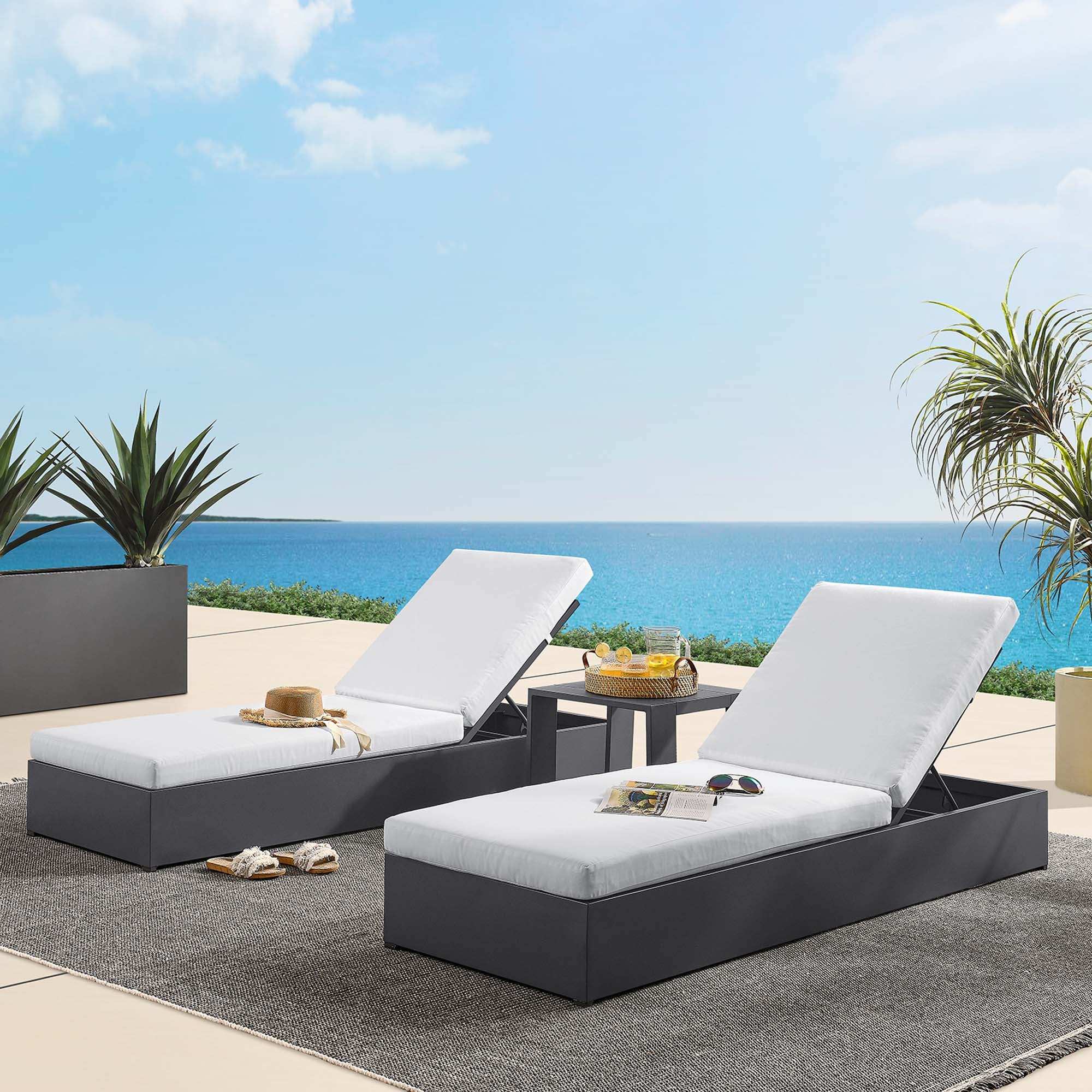 Tahoe 3-Piece Outdoor Patio Powder-Coated Aluminum Chaise Lounge Set by Modway - Best Buy Furniture