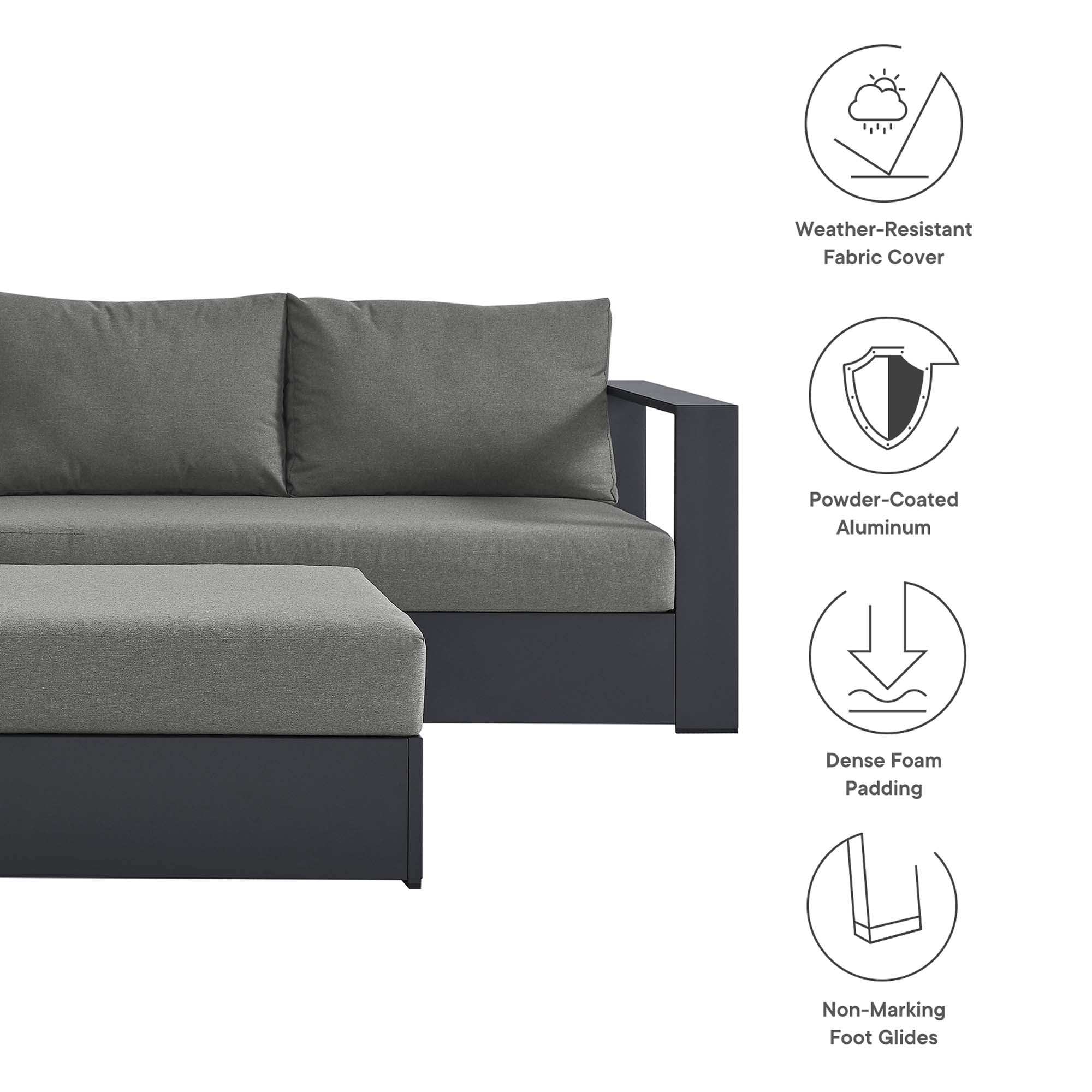 Tahoe 5-Piece Outdoor Patio Powder-Coated Aluminum Sectional Sofa Set by Modway - Best Buy Furniture