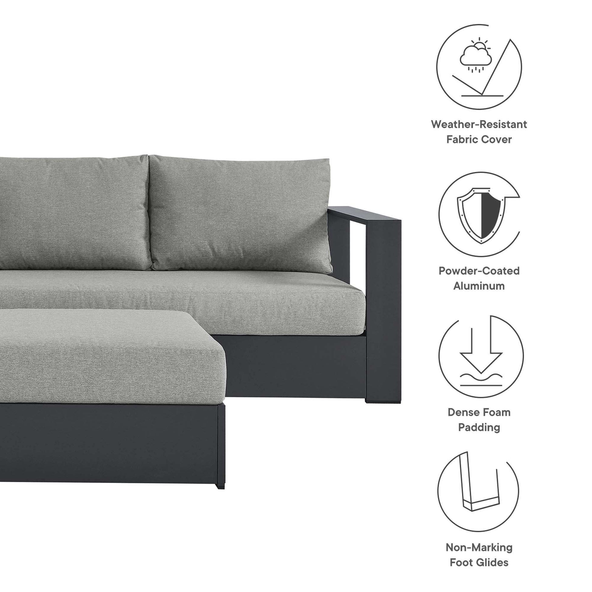 Tahoe 5-Piece Outdoor Patio Powder-Coated Aluminum Sectional Sofa Set by Modway - Best Buy Furniture
