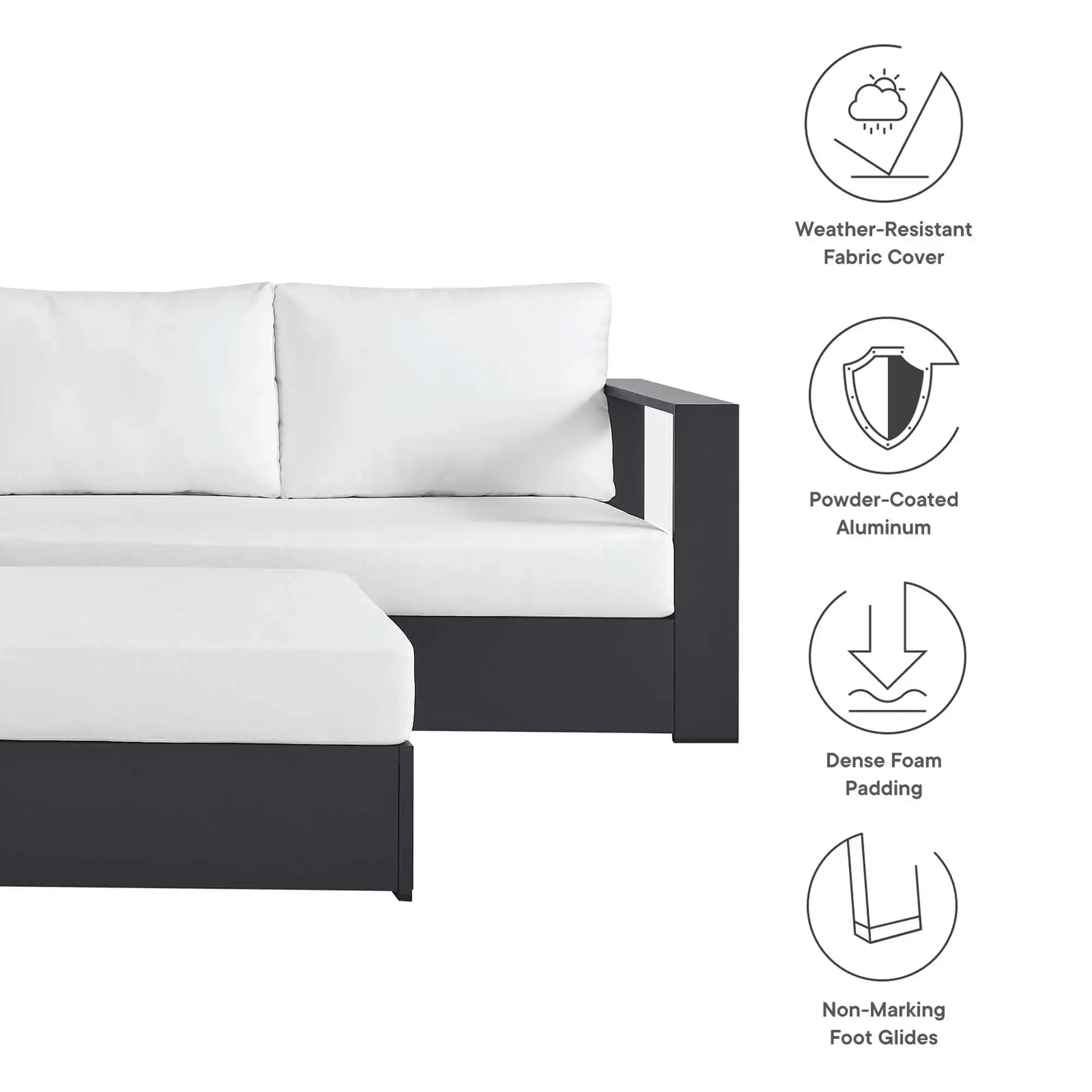 Tahoe 5-Piece Outdoor Patio Powder-Coated Aluminum Sectional Sofa Set by Modway - Best Buy Furniture