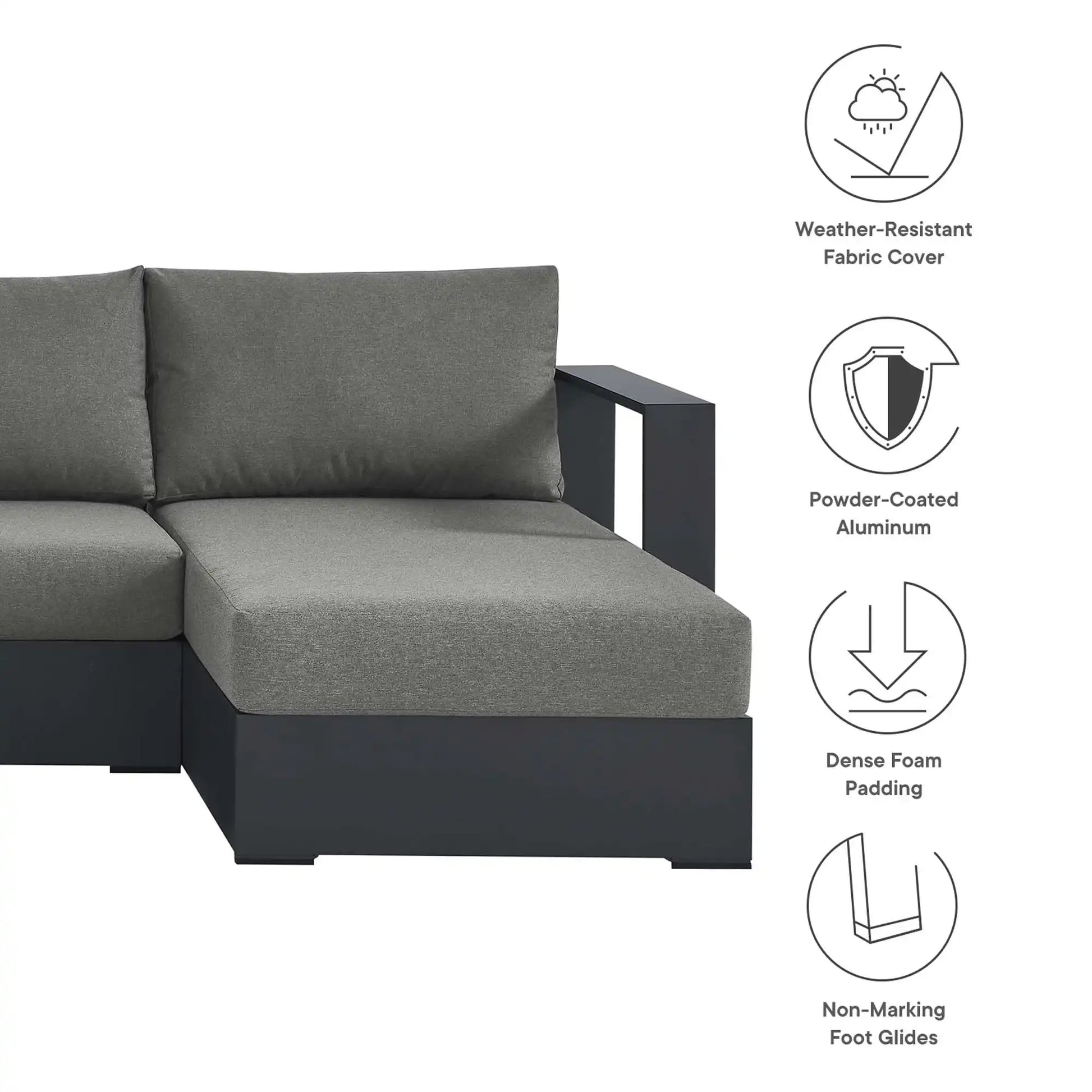 Tahoe 4-Piece Outdoor Patio Powder-Coated Aluminum Sectional Sofa Set by Modway - Best Buy Furniture