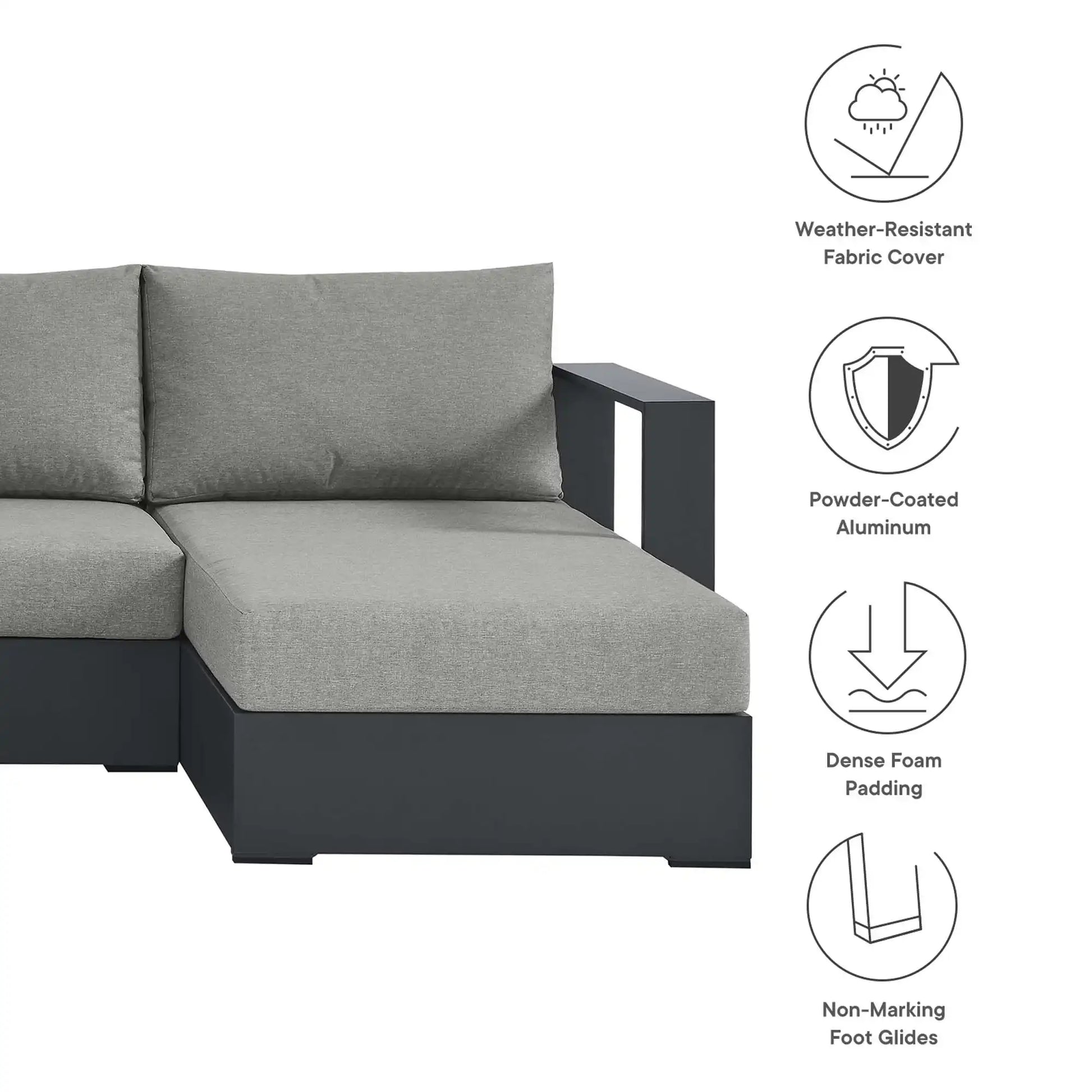 Tahoe 4-Piece Outdoor Patio Powder-Coated Aluminum Sectional Sofa Set by Modway - Best Buy Furniture
