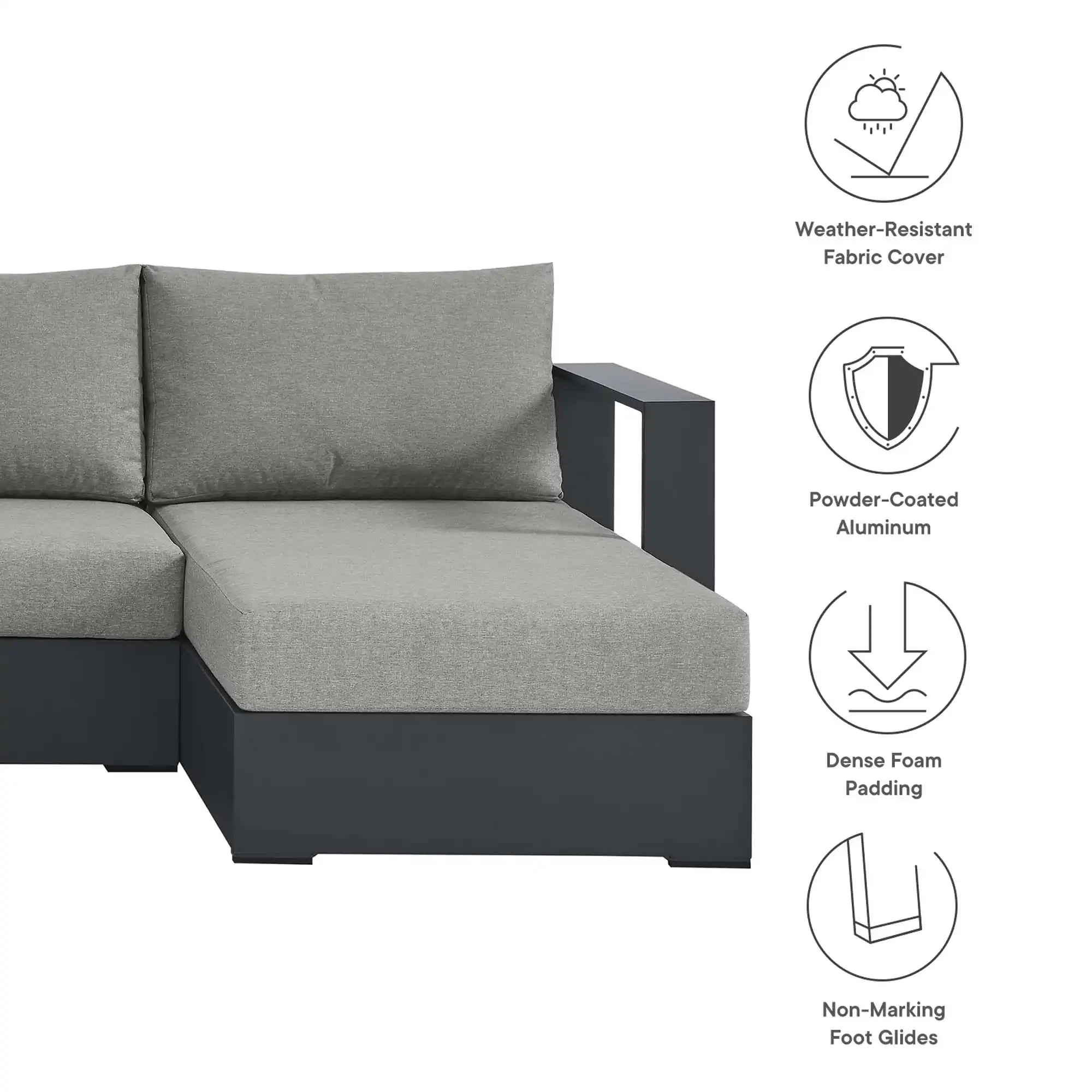 Tahoe 4-Piece Outdoor Patio Powder-Coated Aluminum Sectional Sofa Set by Modway - Best Buy Furniture