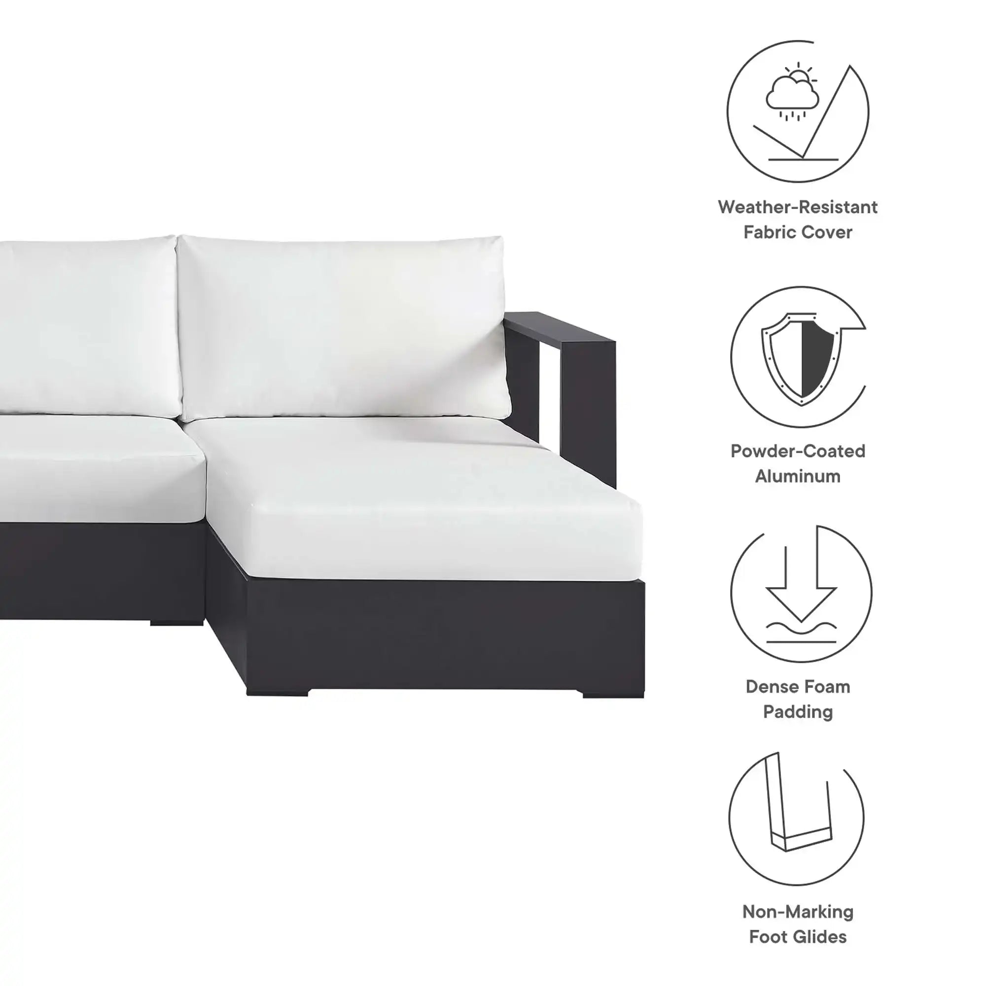 Tahoe 4-Piece Outdoor Patio Powder-Coated Aluminum Sectional Sofa Set by Modway - Best Buy Furniture