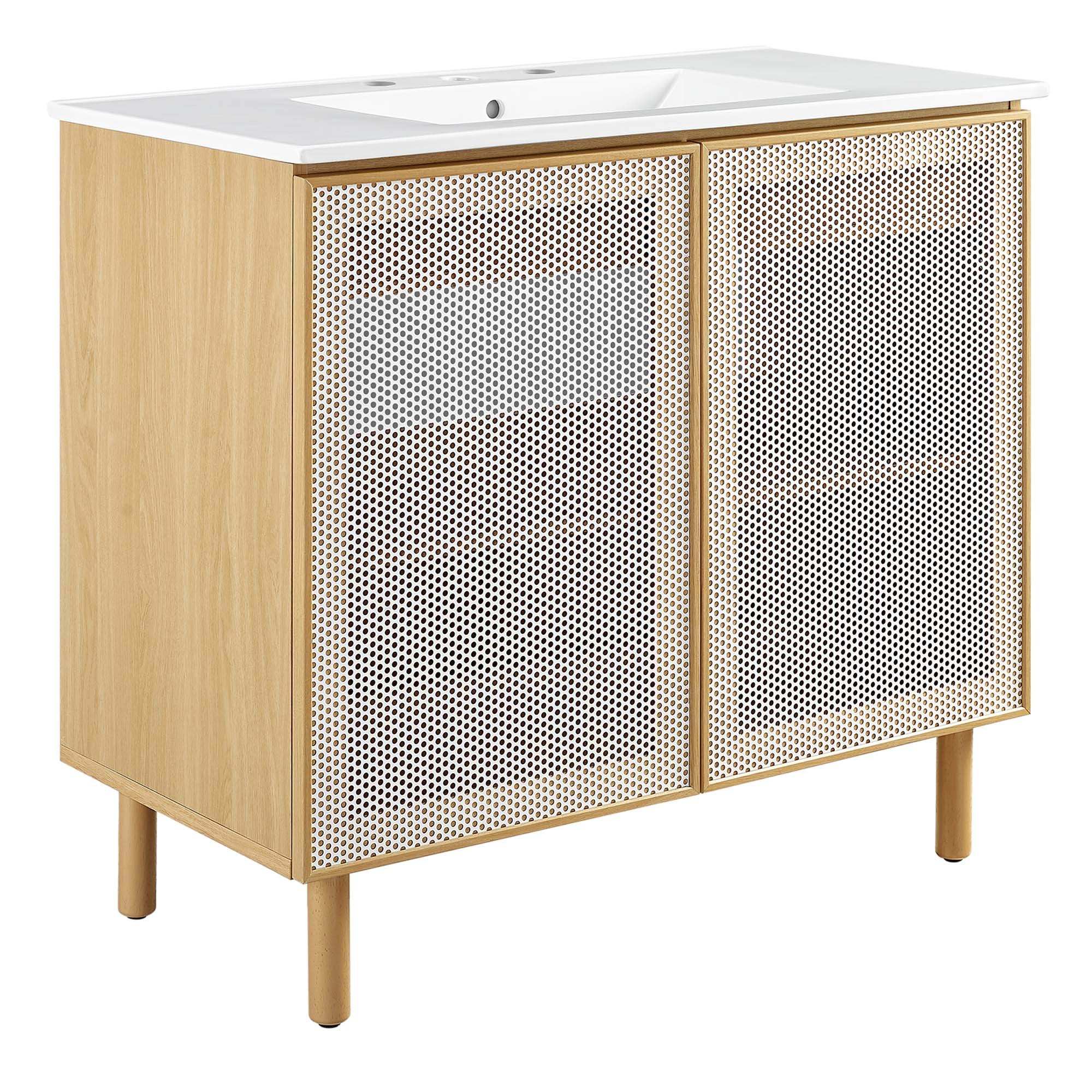Calla 36" Perforated Metal Bathroom Vanity by Modway - Best Buy Furniture