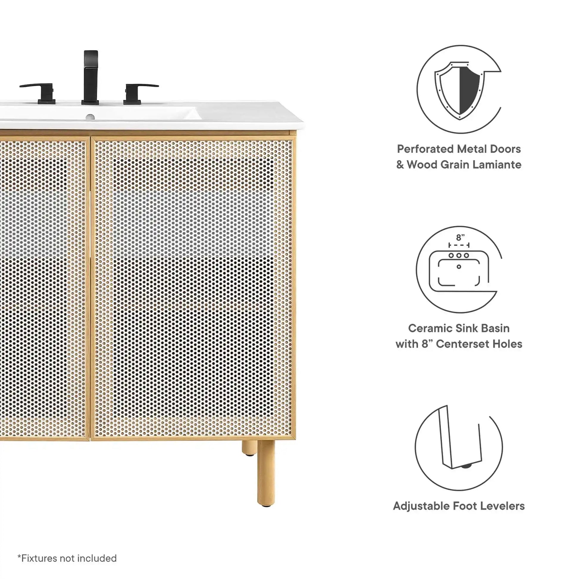 Calla 36" Perforated Metal Bathroom Vanity by Modway - Best Buy Furniture