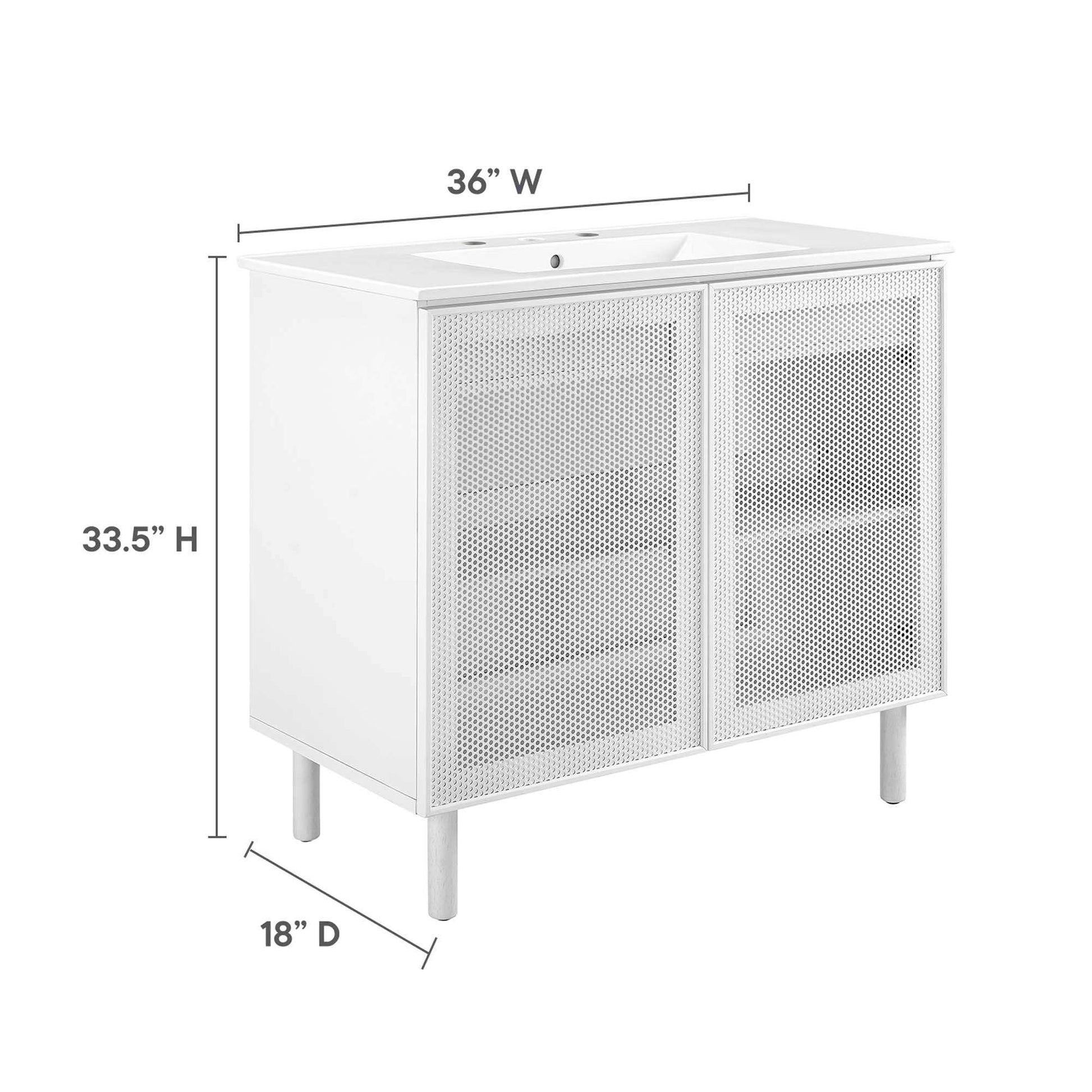 Calla 36" Perforated Metal Bathroom Vanity by Modway - Best Buy Furniture