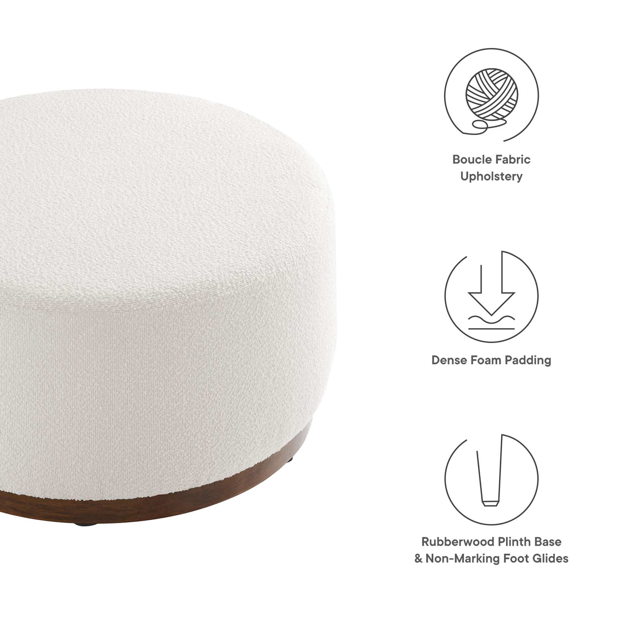 Tilden Large 29" Round Boucle Upholstered Ottoman by Modway - Best Buy Furniture
