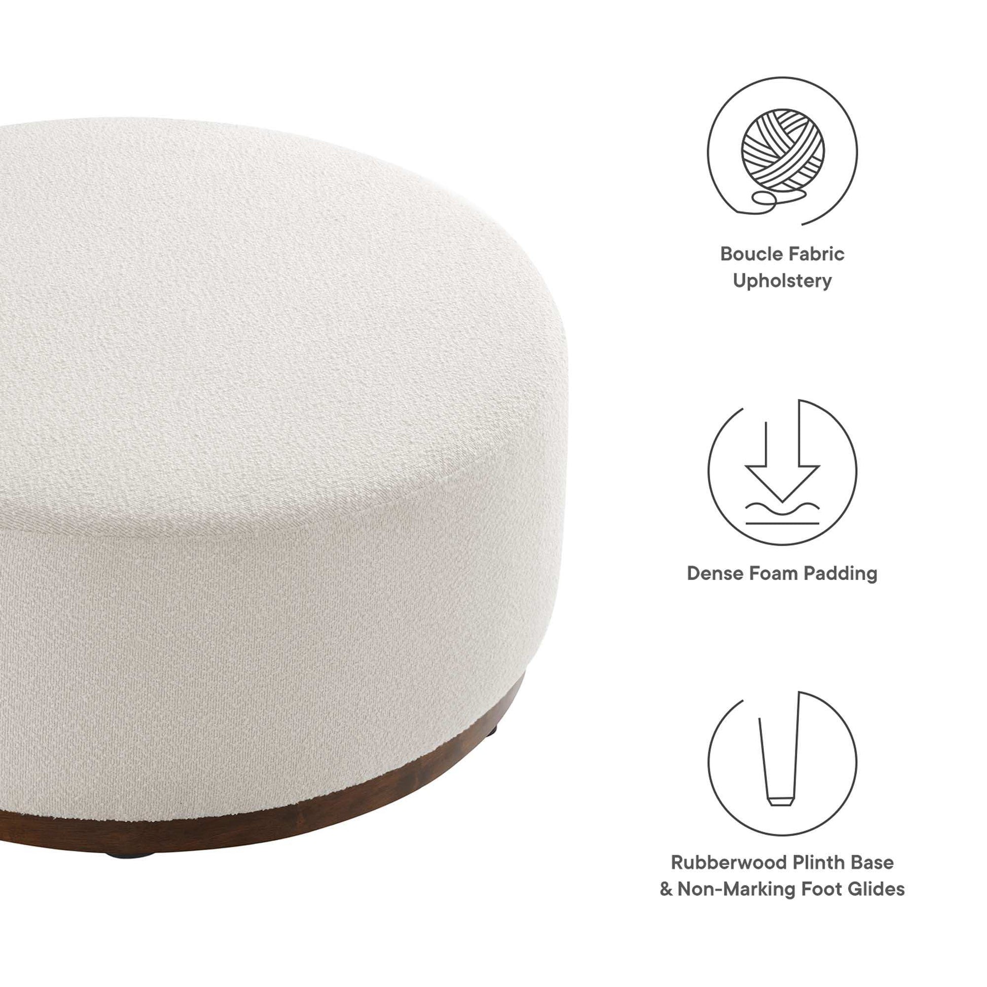 Tilden Large 38" Round Boucle Upholstered Upholstered Ottoman by Modway - Best Buy Furniture